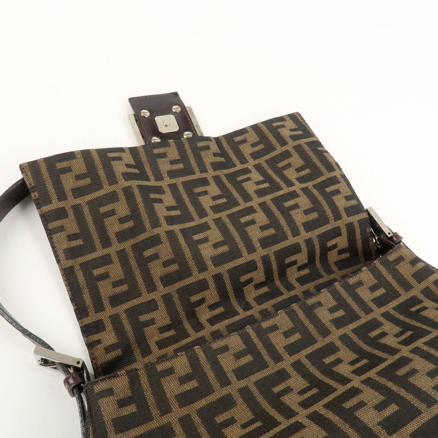 FENDI Mamma Baguette Zucca Canvas Leather Shoulder Bag 26325  d