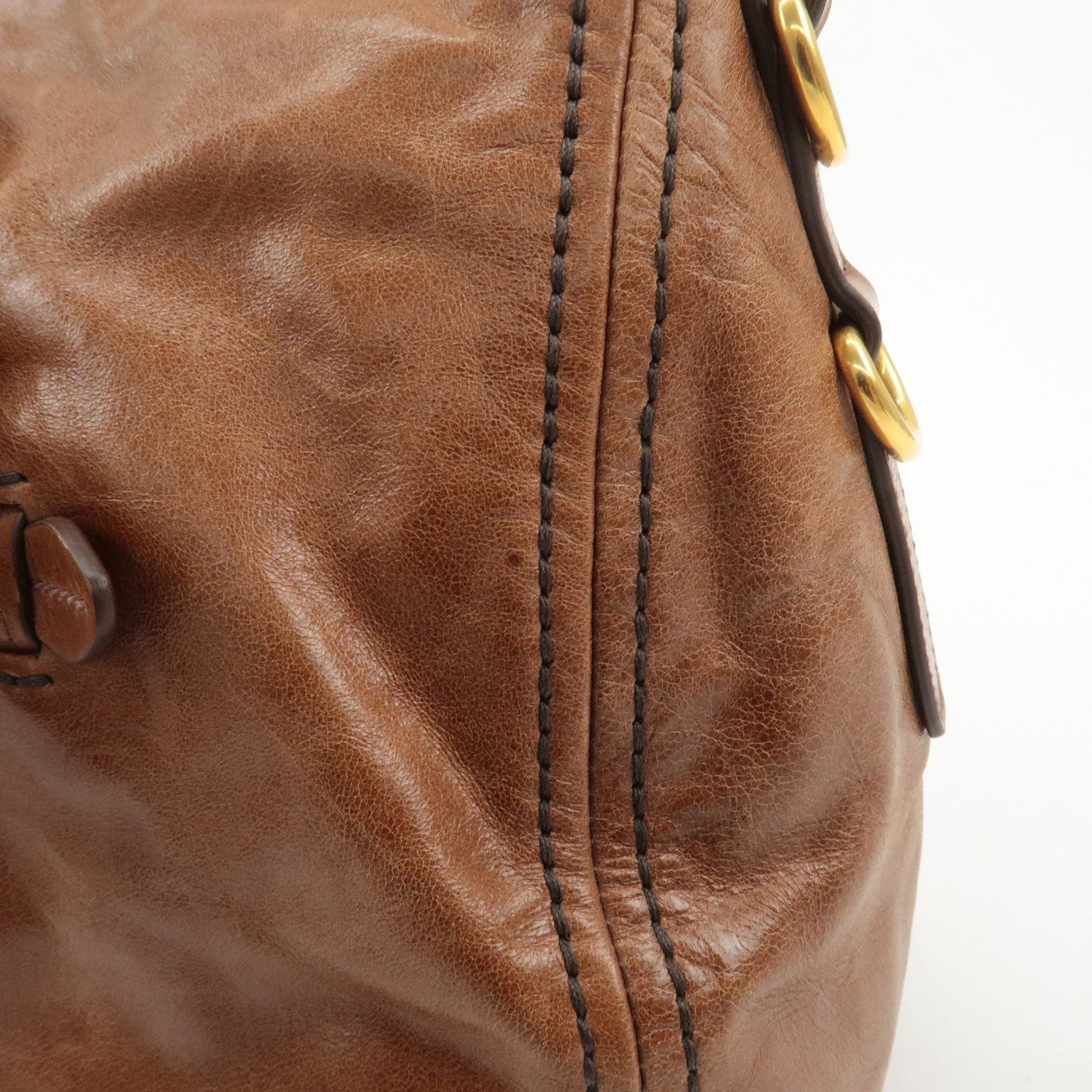 PRADA Logo Leather 2way Hand Bag Shoulder Bag Brown BL0727  d
