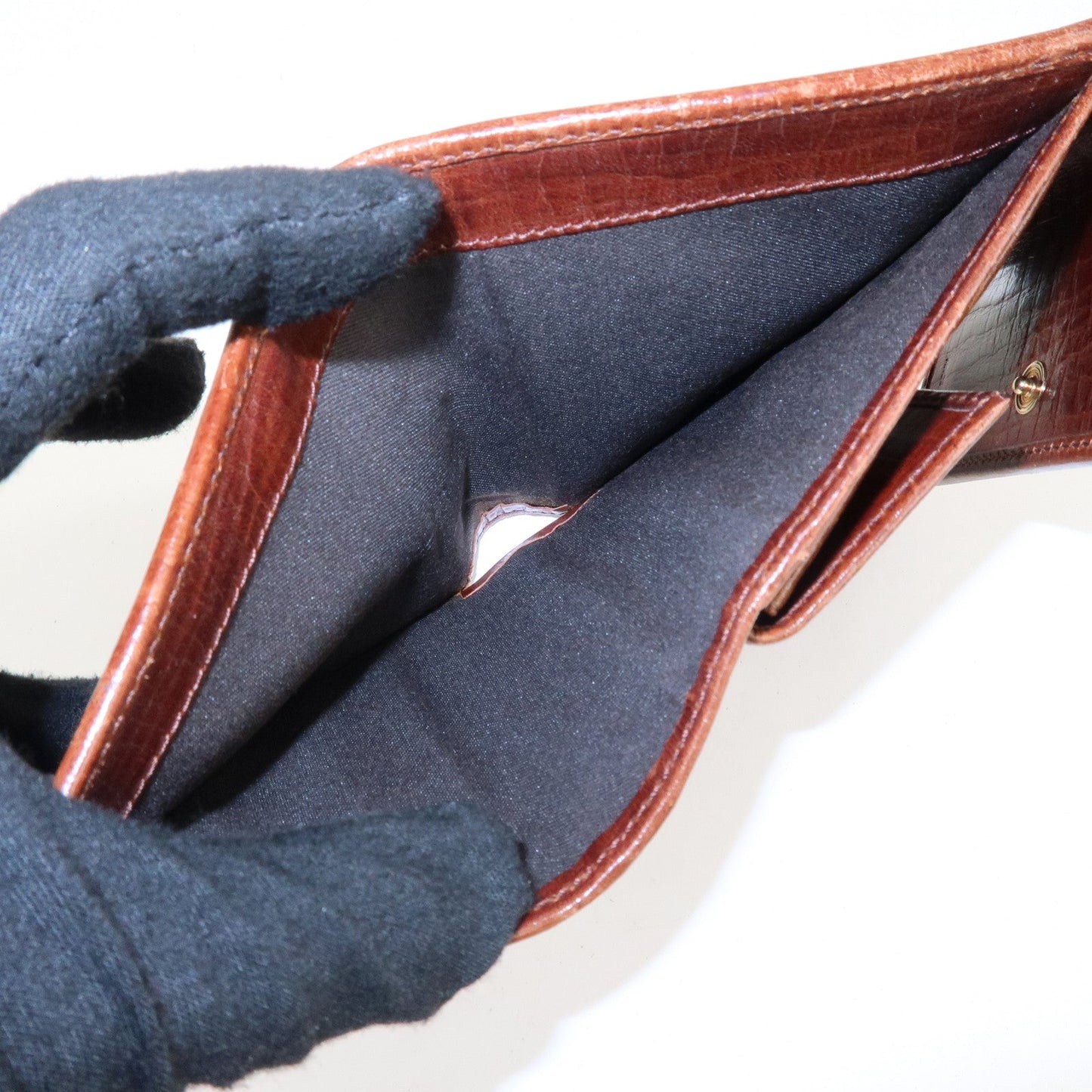 FENDI Zucchino Canvas Leather Tri-fold Wallet Khaki 8M0161  d