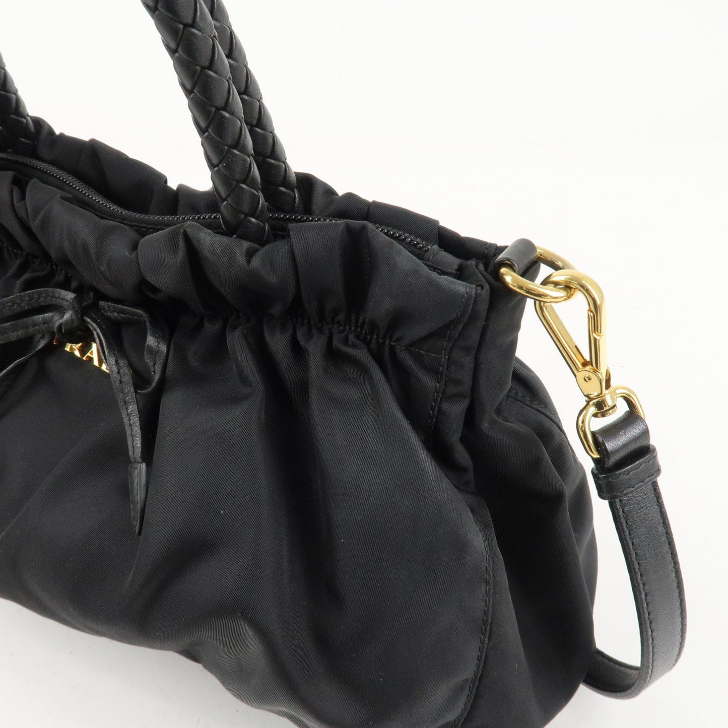 PRADA Nylon Leather Ribbon 2Way Shoulder Bag Black BN1631  d