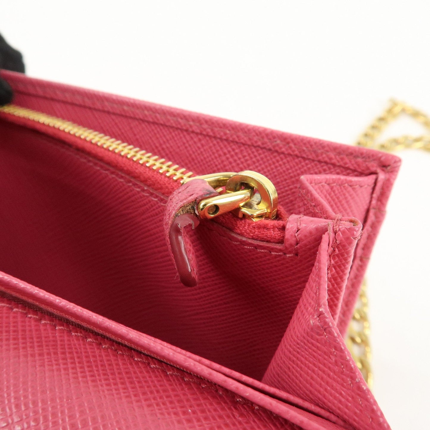 PRADA Saffiano Metal Chain Wallet Shoulder Bag Pink 1DH002  d