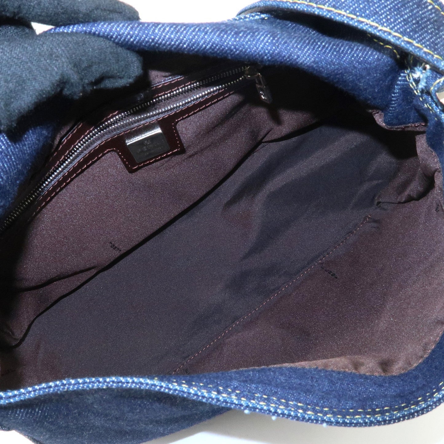 FENDI Denim Leather Mamma Baguette Shoulder Bag 26325  d