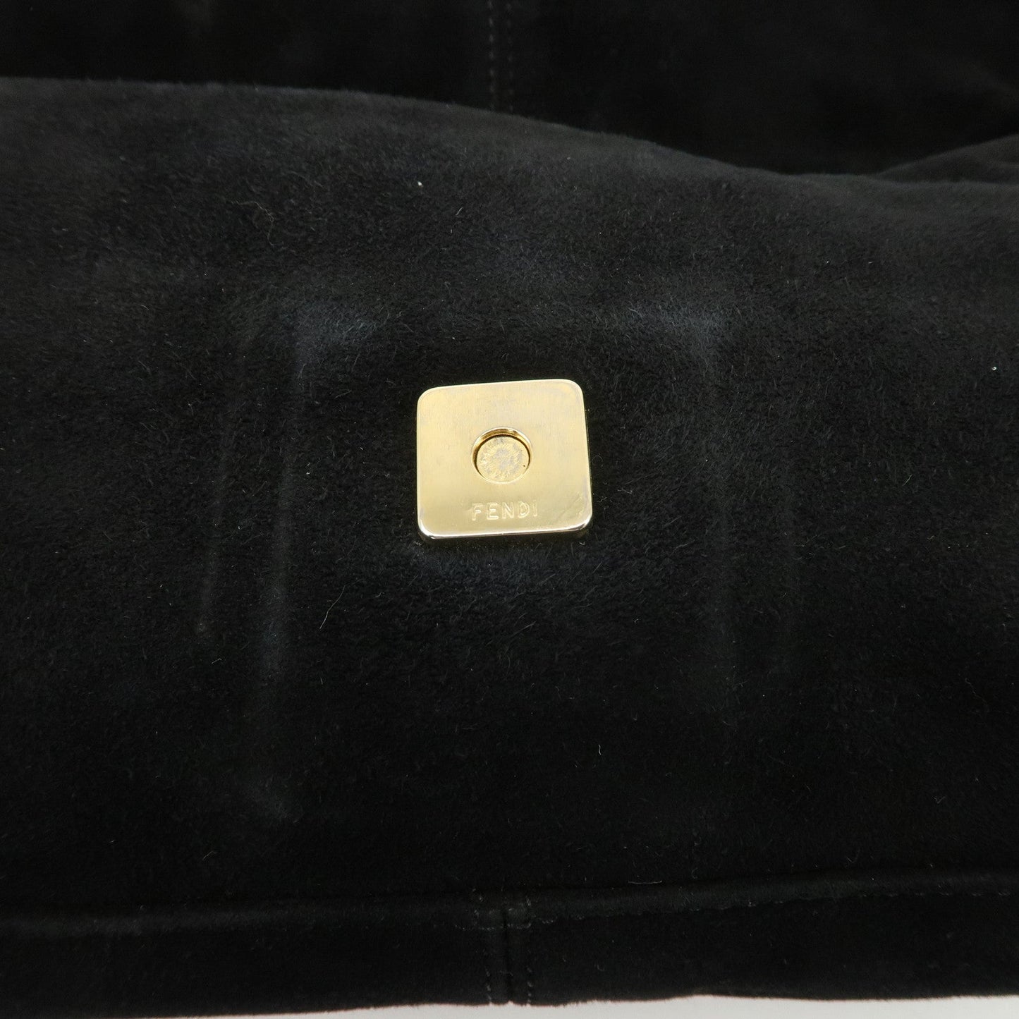 FENDI Mamma Bucket Suede Leather Shoulder Bag Black 26424  d