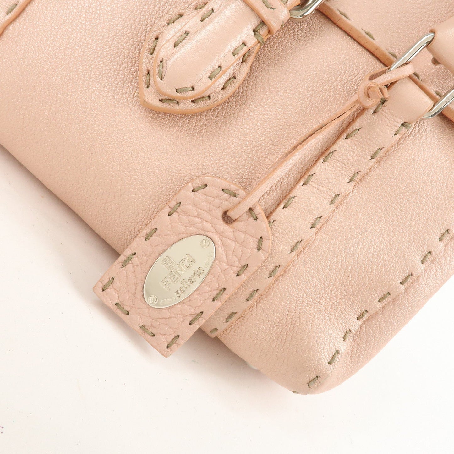 FENDI Selleria Leather Mini Linda Hand Bag Pink 8BR486  d