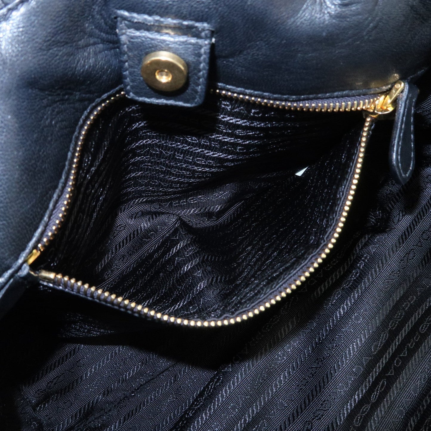 PRADA Leather Ribbon Tote Bag Hand Bag NERO Black BN1601  d