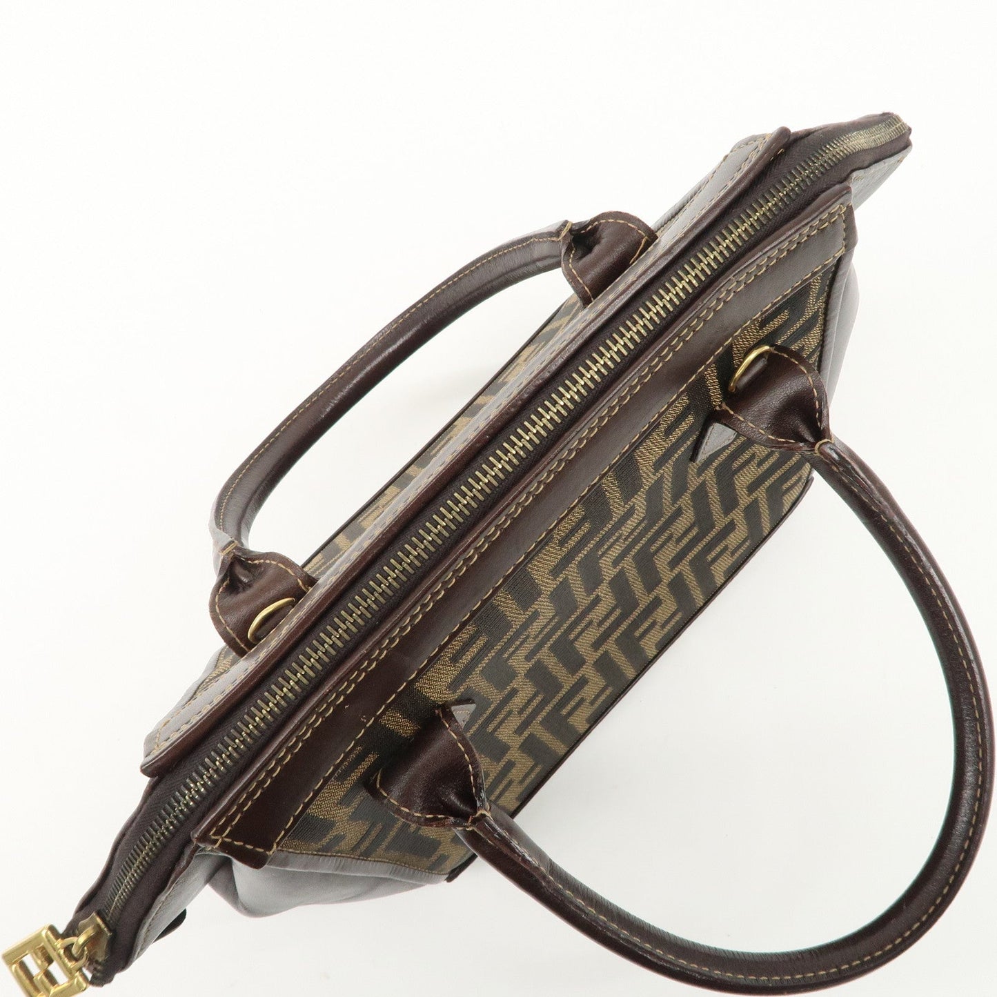 FENDI Zucca Canvas Leather 2 way Leather Hand Bag Shoulder Bag  d