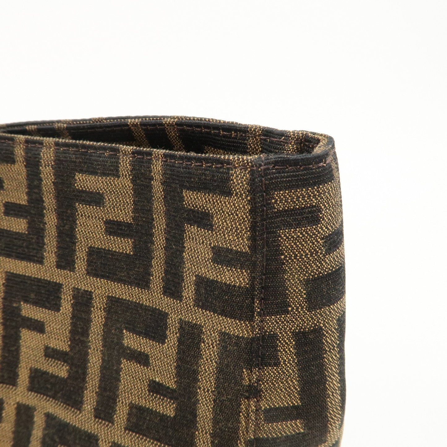 FENDI Zucca Canvas Leather Tote Bag Brown Black 26329  d