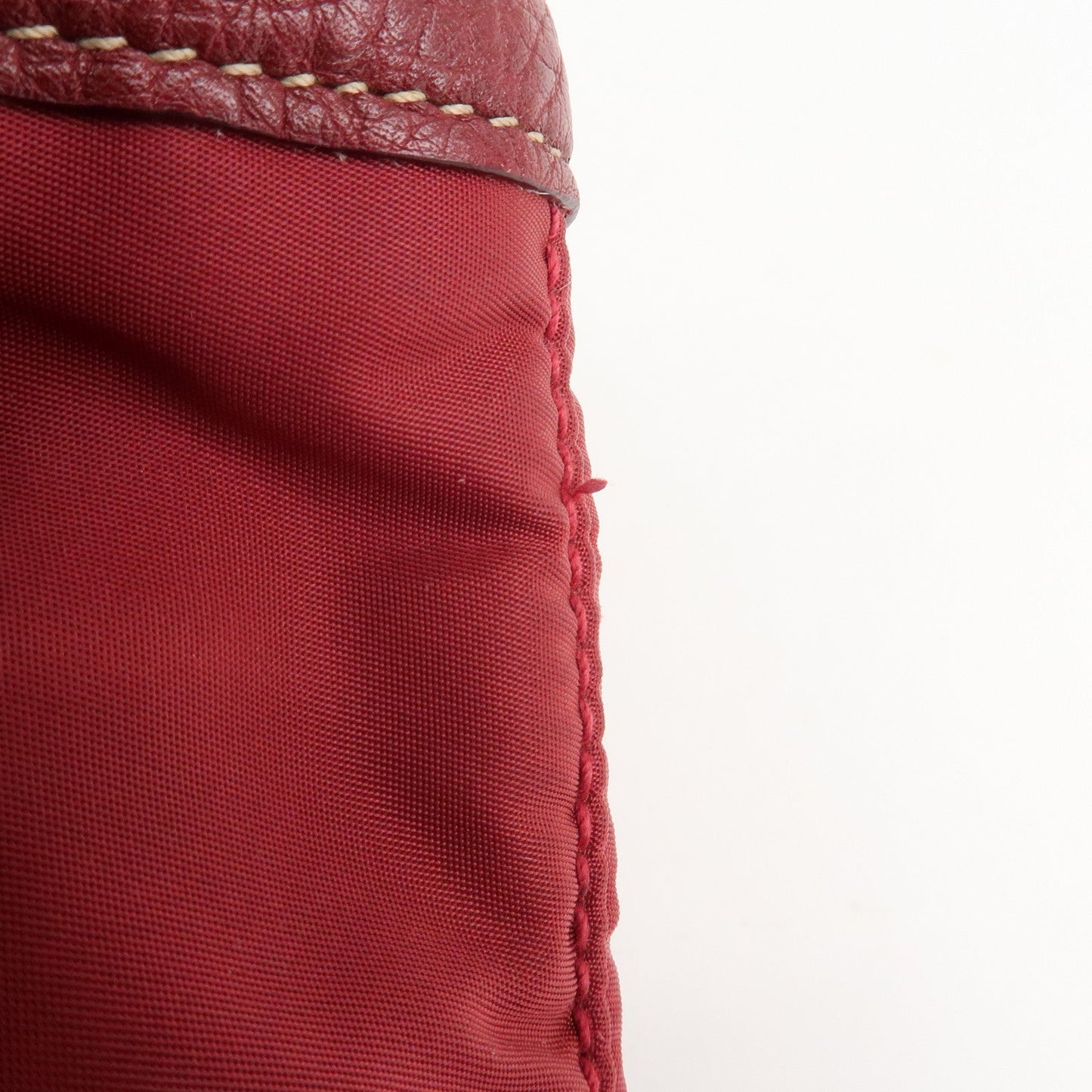 PRADA Logo Nylon Leather Tote Bag Shoulder Bag Dark Red BR4634  d