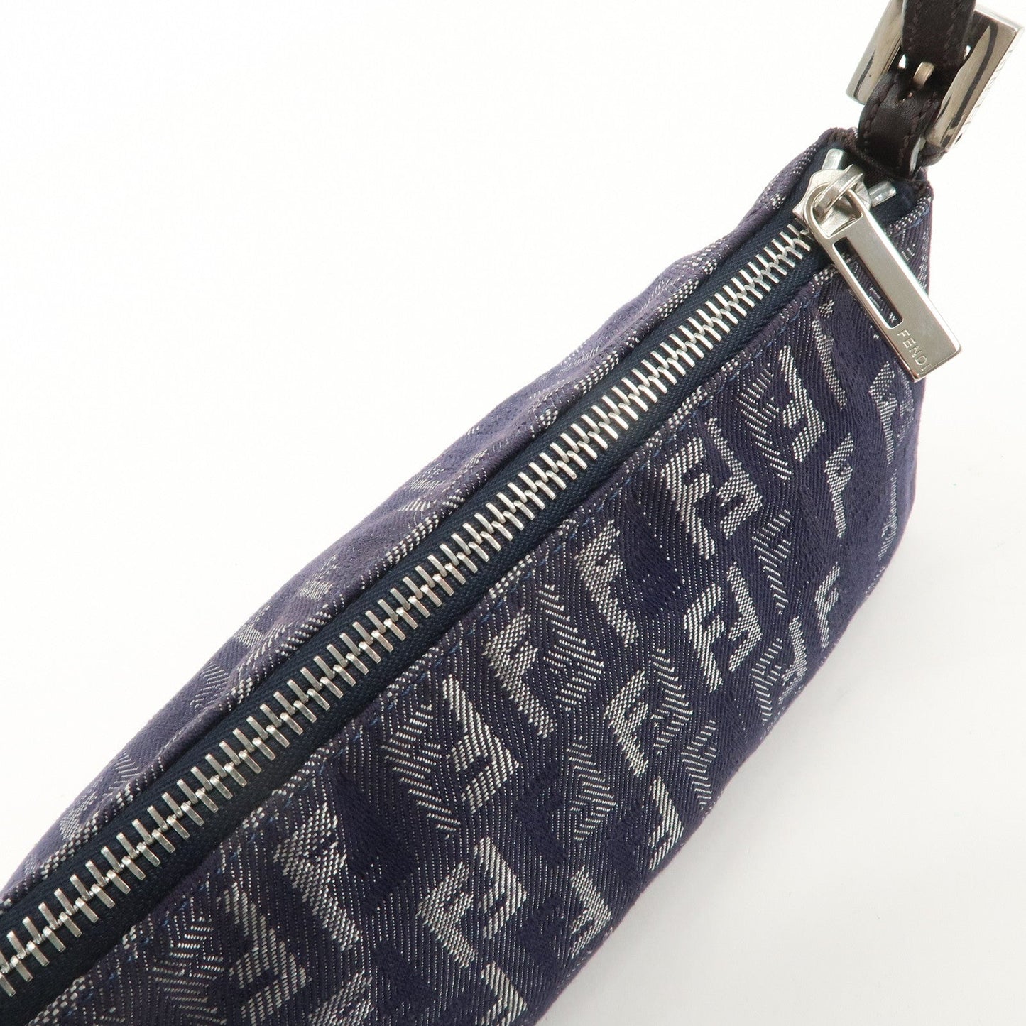 FENDI Zucchino Canvas Leather Shoulder Bag Pouch Navy 8BR249  d