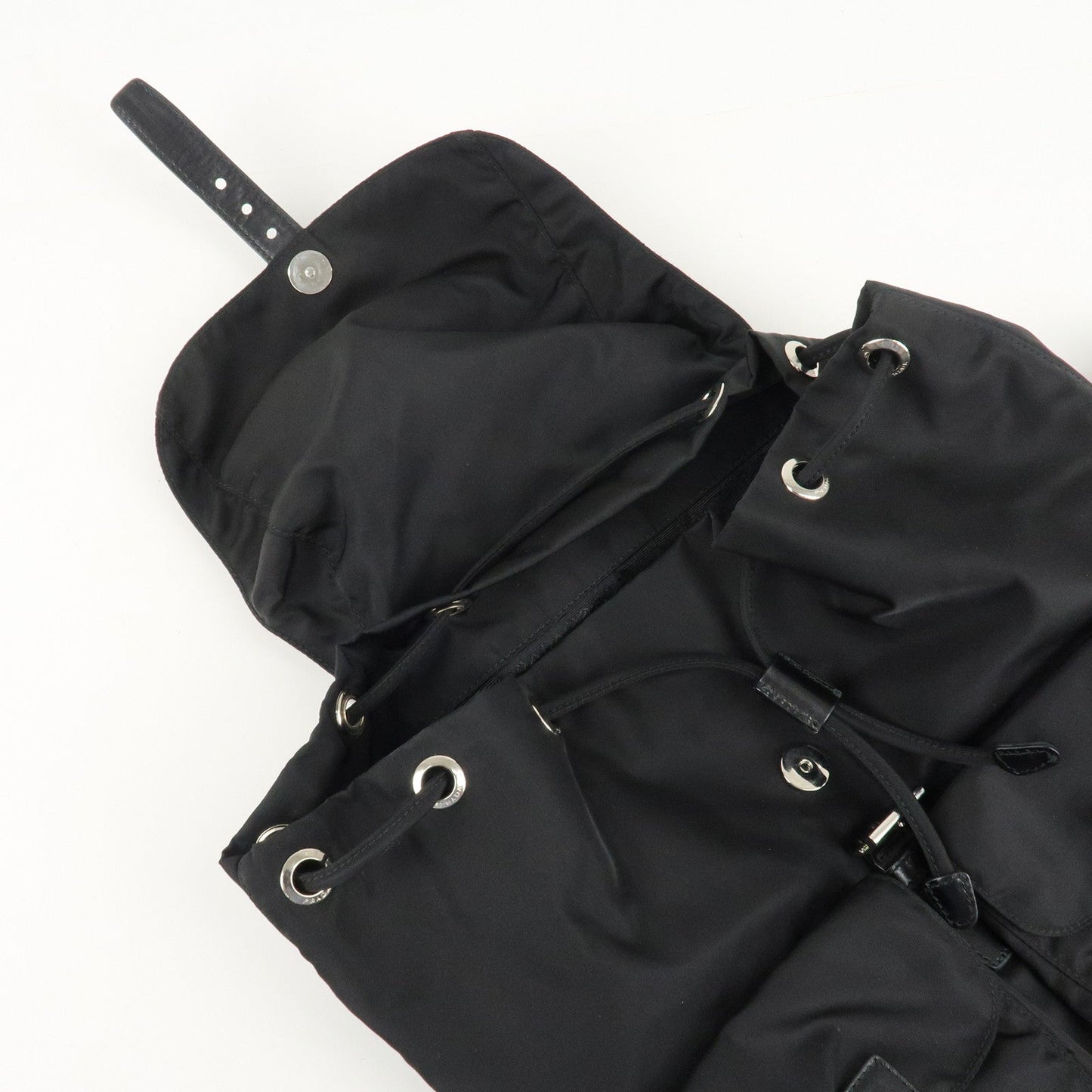 PRADA Logo Nylon Leather Back Pack Ruck Sack NERO Black BZ2811  d