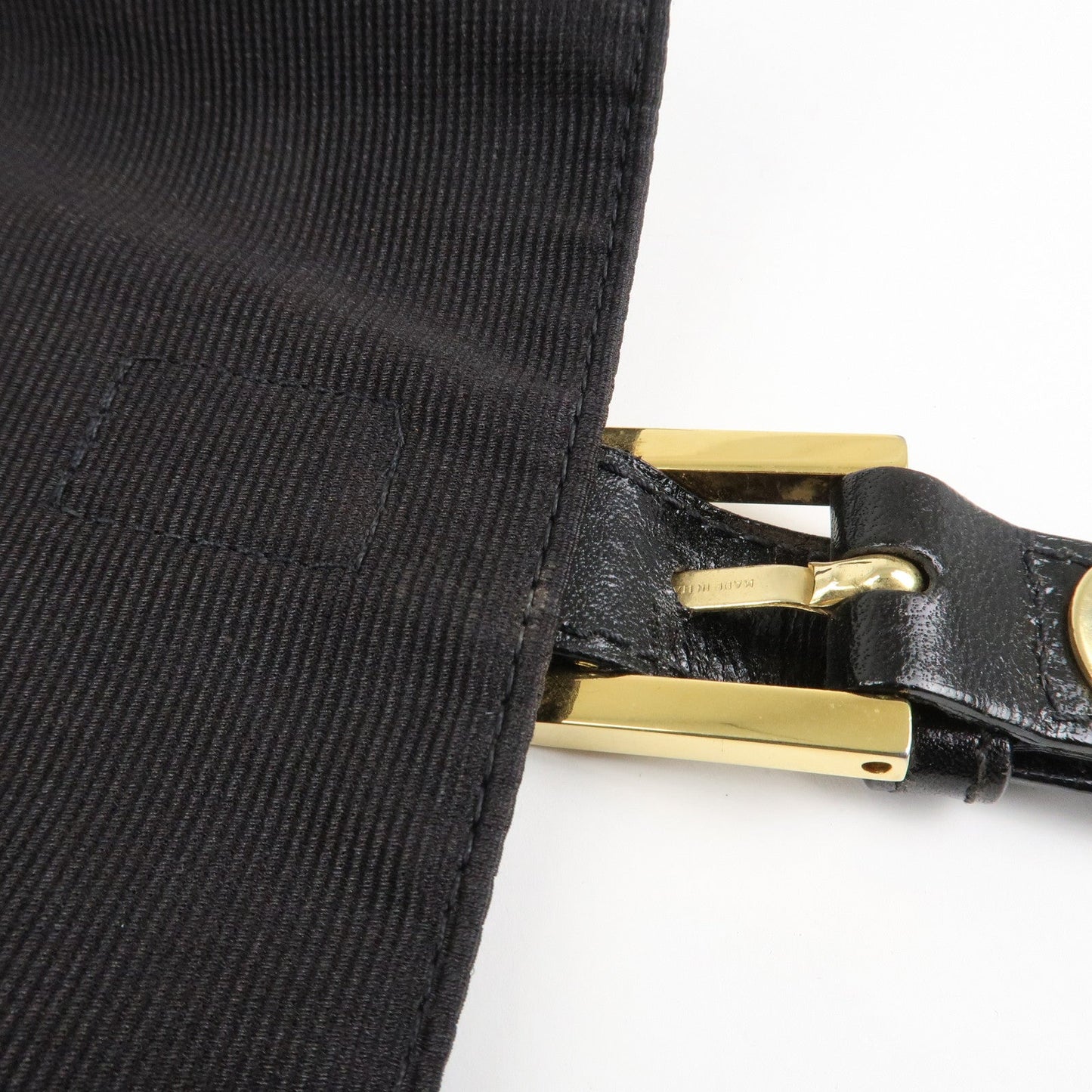 FENDI Nylon Canvas Leather Shoulder Bag Hand Bag Black Brown  d