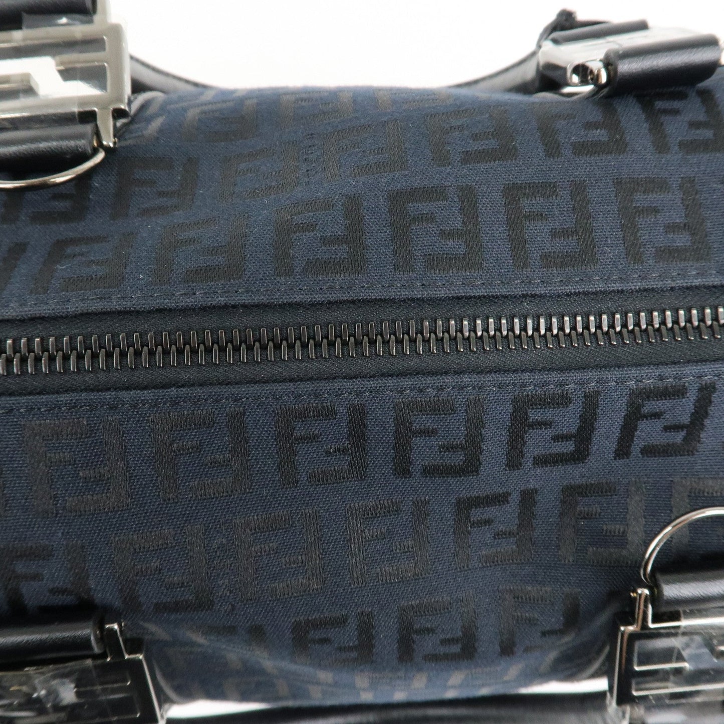 FENDI Zucca PVC Enamel Mini Boston Bag Black 8BL068  d