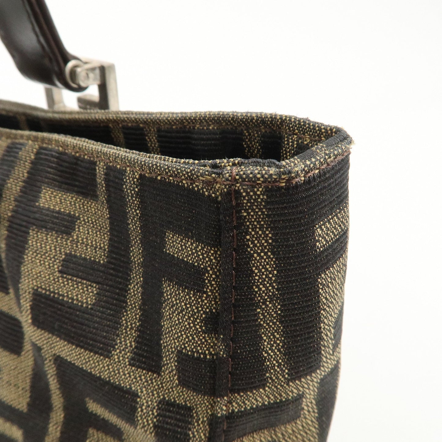 FENDI Zucca Canvas Leather Tote Bag Brown Black 26329  d
