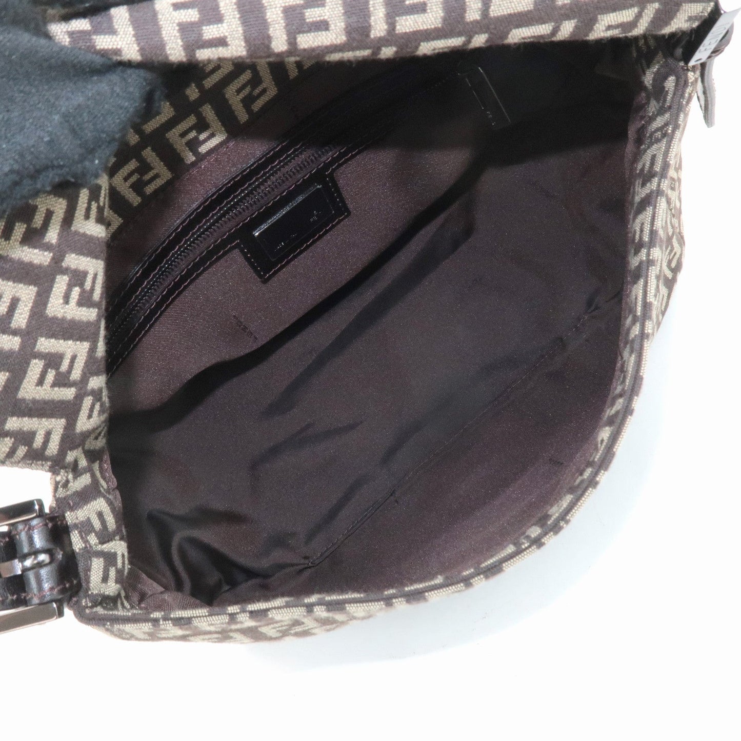 FENDI Mamma Baguette Zucchino Canvas Leather Shoulder Bag 8BR001  d