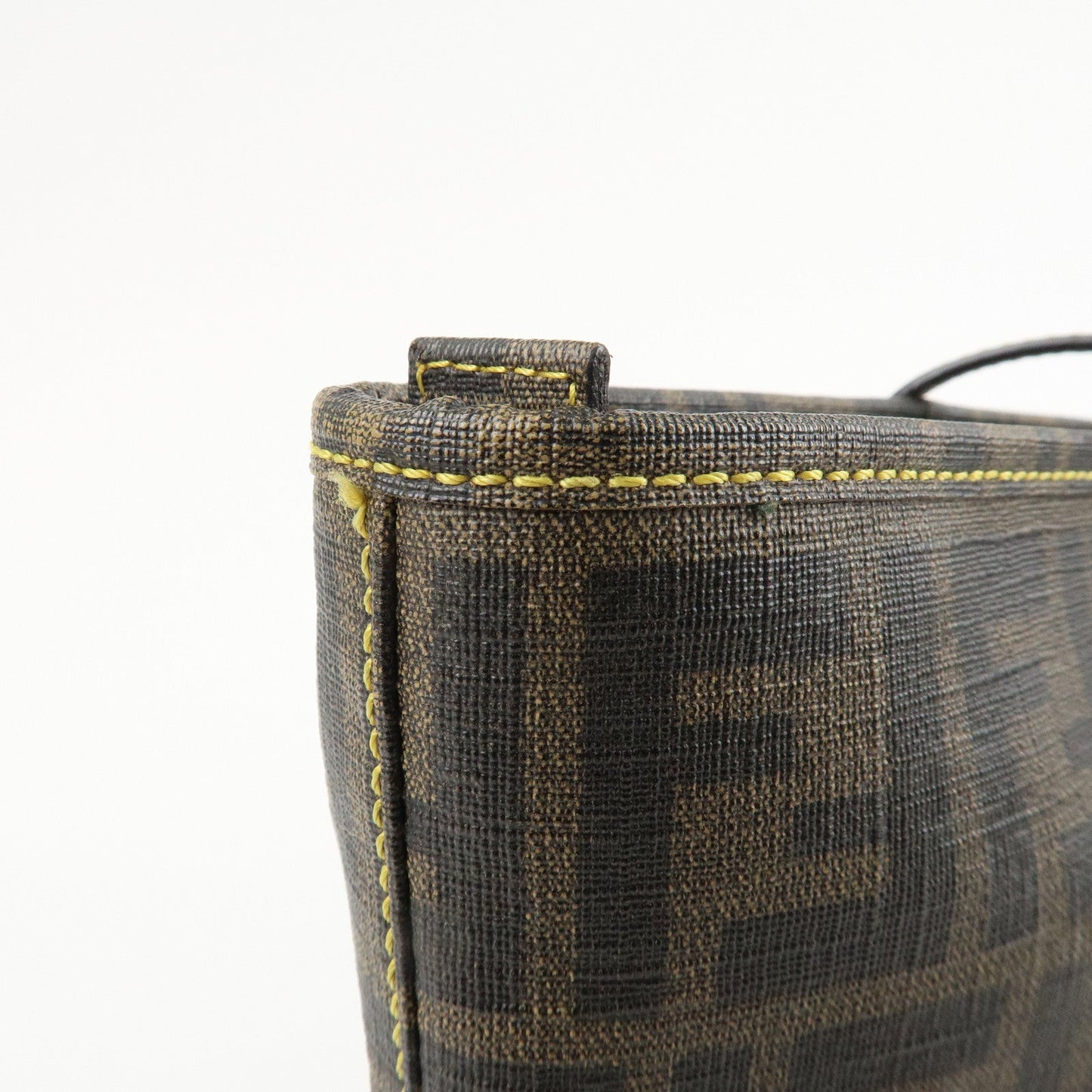FENDI Zucca Logo Print PVC Tote Bag Brown Black 8BH198  d