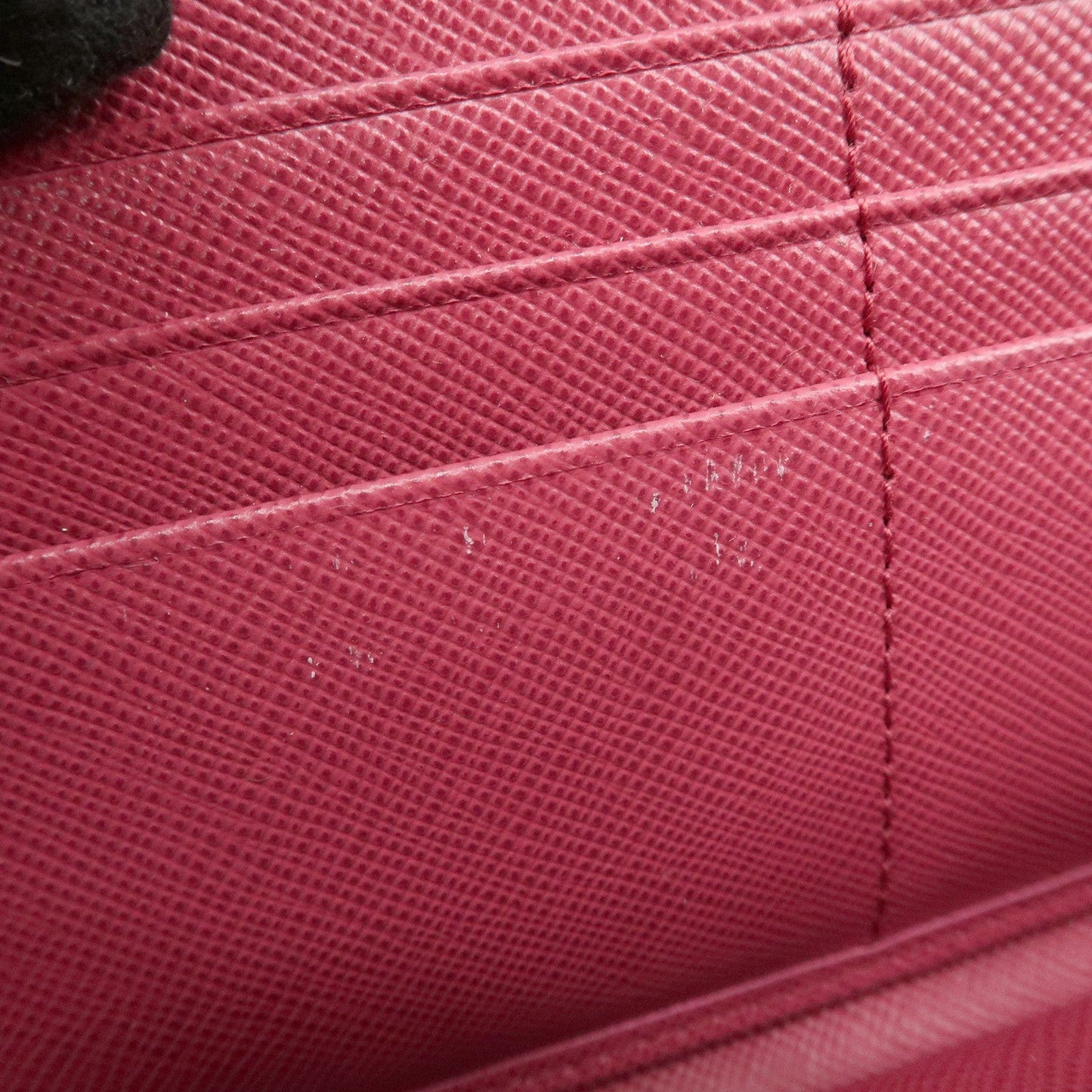 PRADA Logo Saffiano Leather Round Zipper Long Wallet Pink 1M0506  d