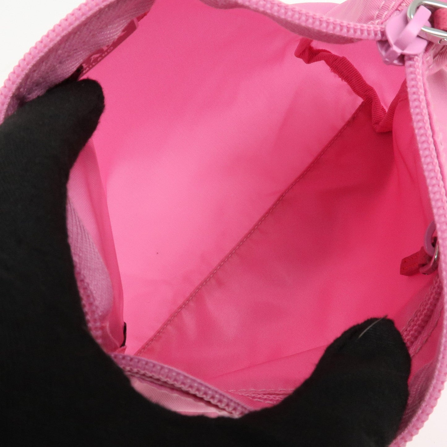 PRADA Nylon Saffiano Leather Pouch Begonia 1N0011  d