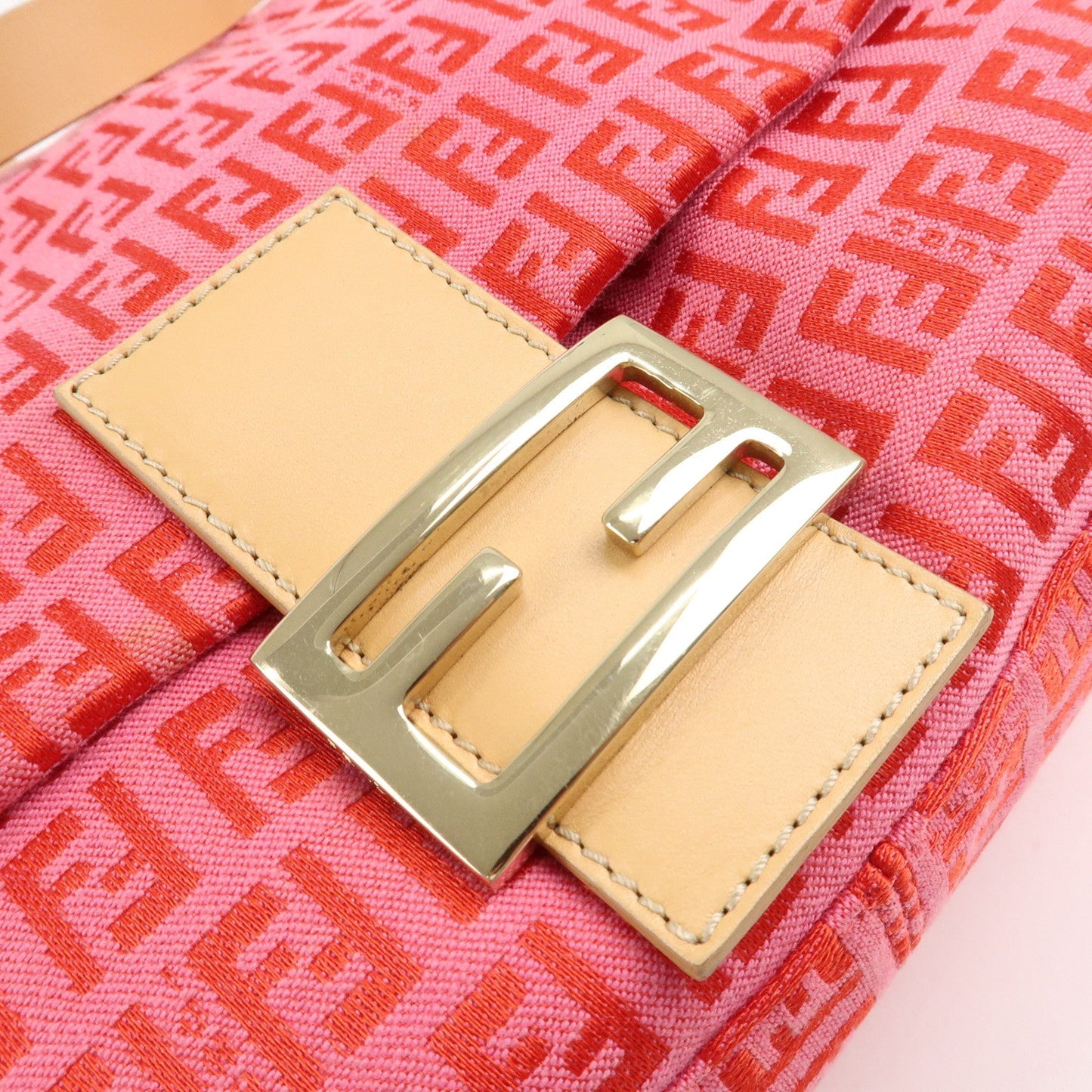 FENDI Mamma Baguette Zucchino Canvas Leather  Shoulder Bag 8BR001  d
