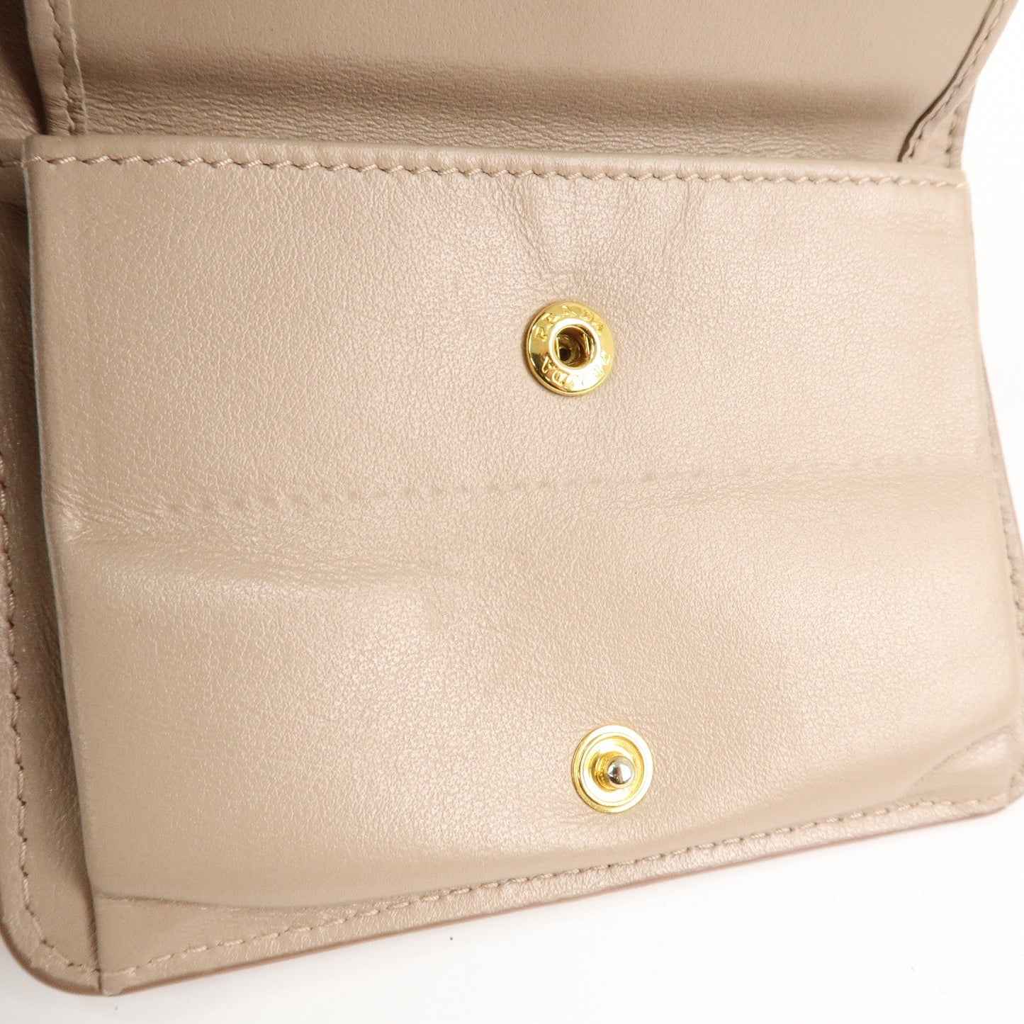 PRADA Saffiano Leather Trifold Compact Wallet Beige 1MH176  d