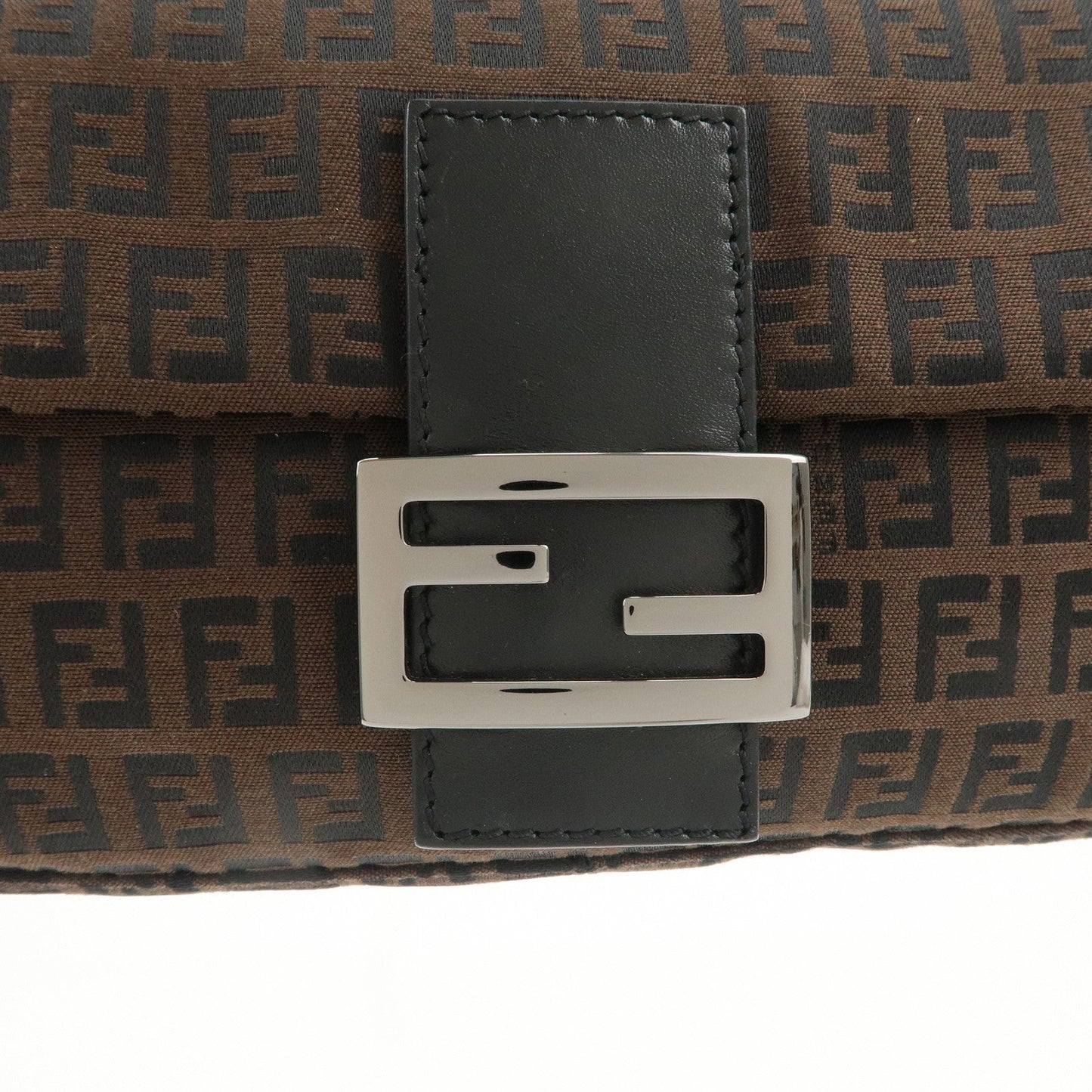 FENDI Mamma Baguette Zucchino Leather Shoulder Bag Brown 8BR000  d