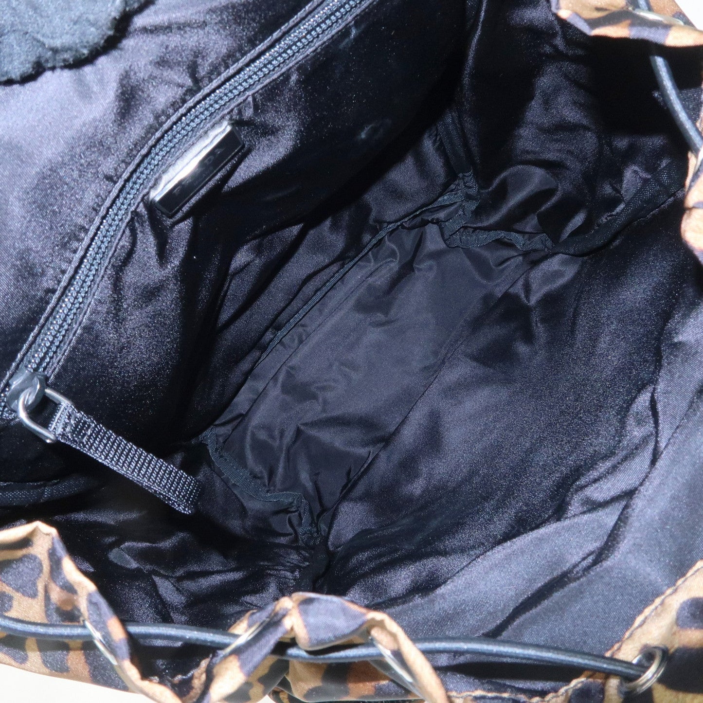 PRADA Nylon Leopard Print Back Pack Brown Black 2VZ062  d