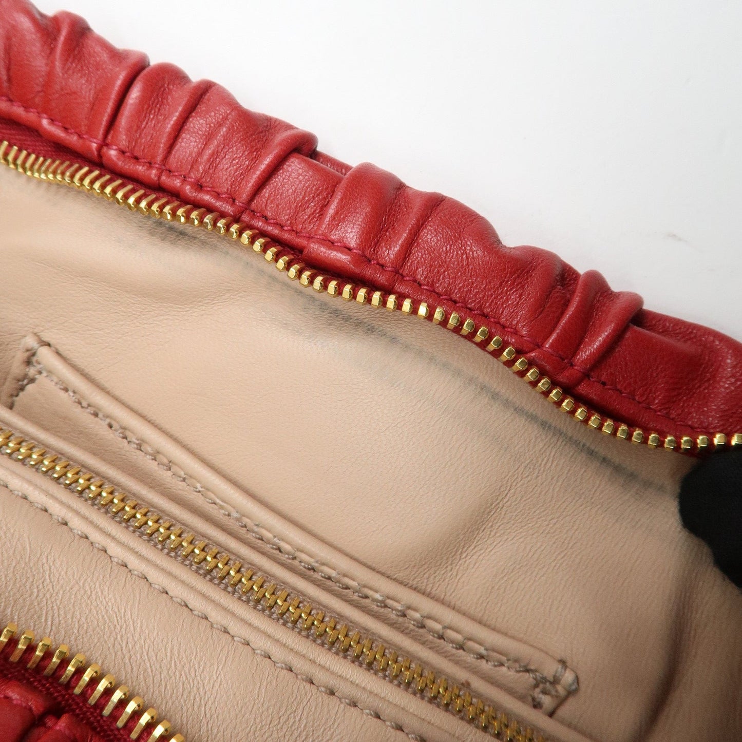 PRADA Leather Clutch Bag Red  d