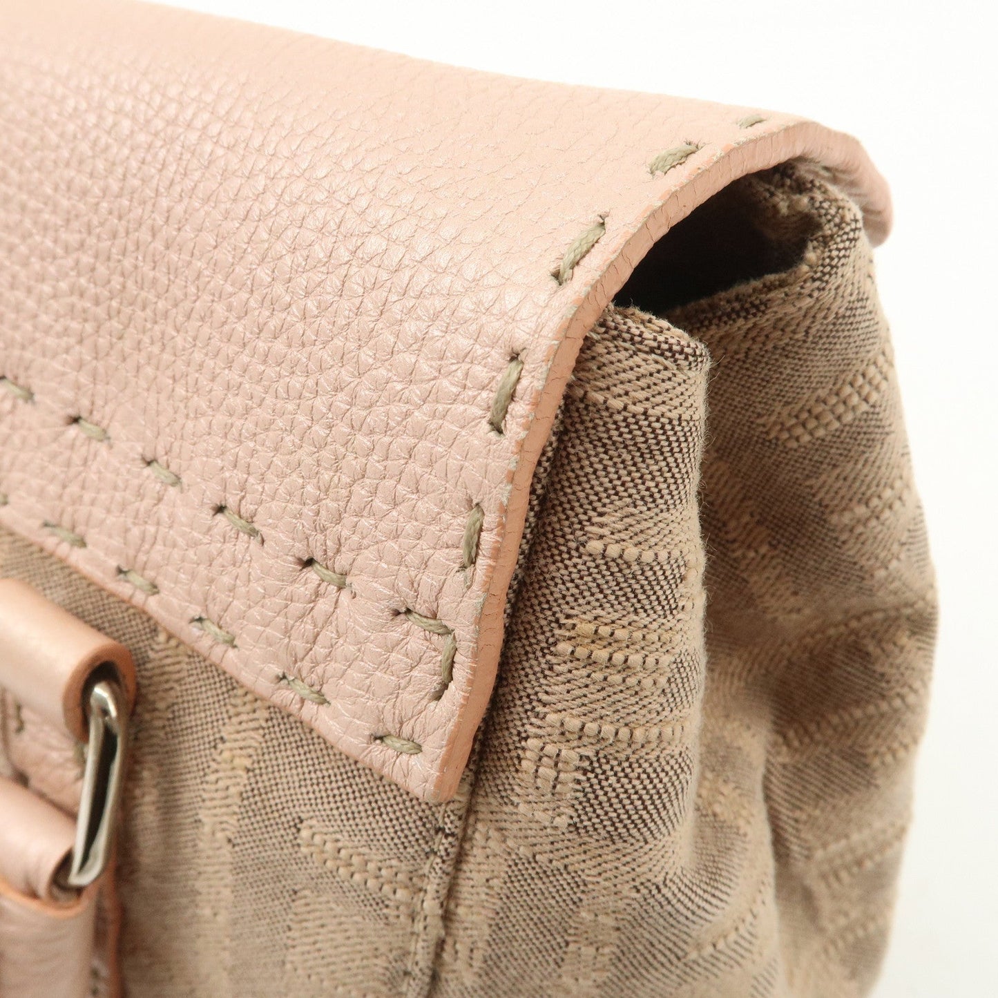 FENDI Zucca Selleria Leather Mini Linda Hand Bag Pink 8BR486  d