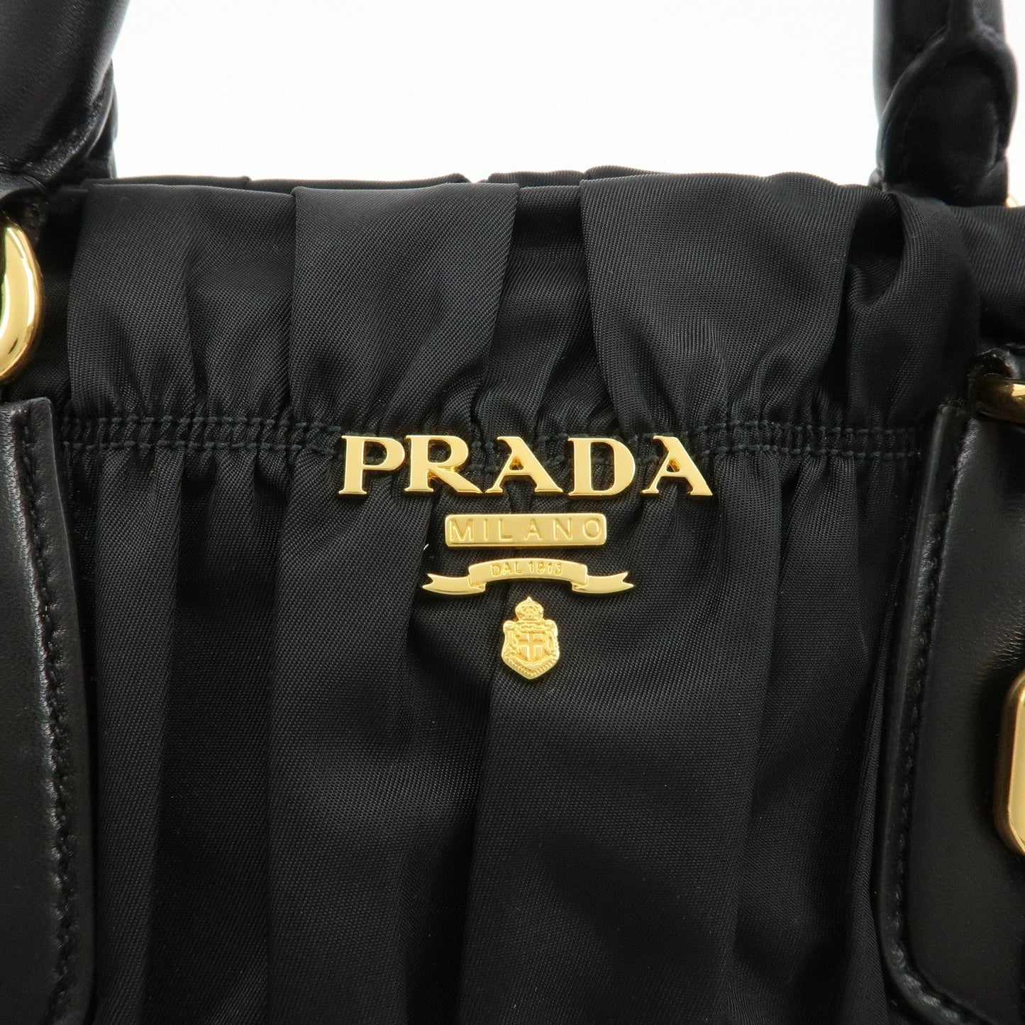 PRADA Logo Nylon Leather 2Way Bag Hand Bag Black NERO BN1407  d
