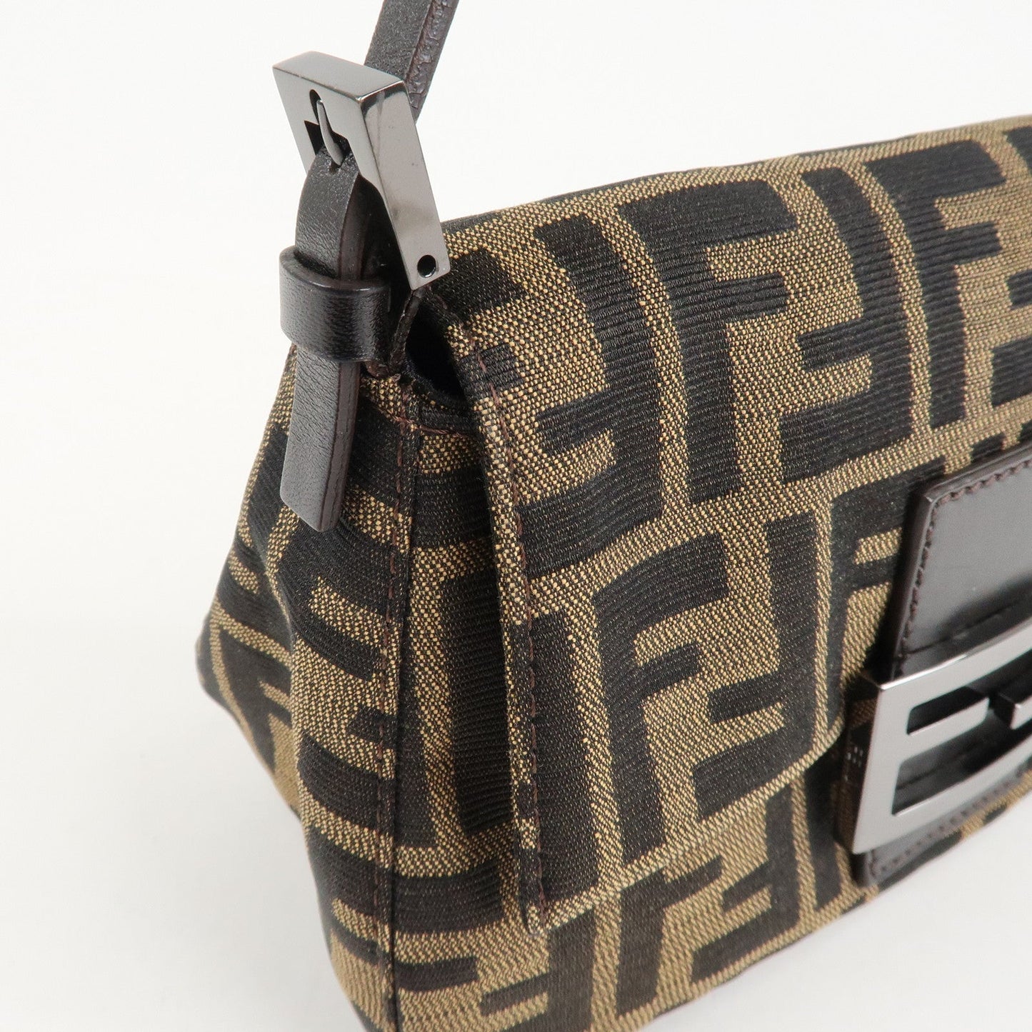 FENDI Mini Mamma Baguette Zucca Shoulder Bag Black Brown 8BR180  d