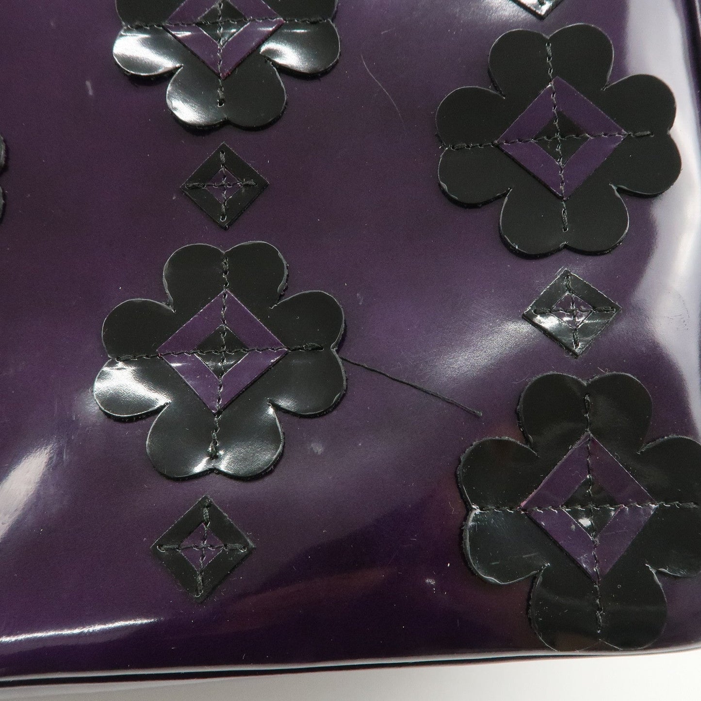 PRADA Patent Leather 2Way Shoulder Bag Flower Motif B2274F  d