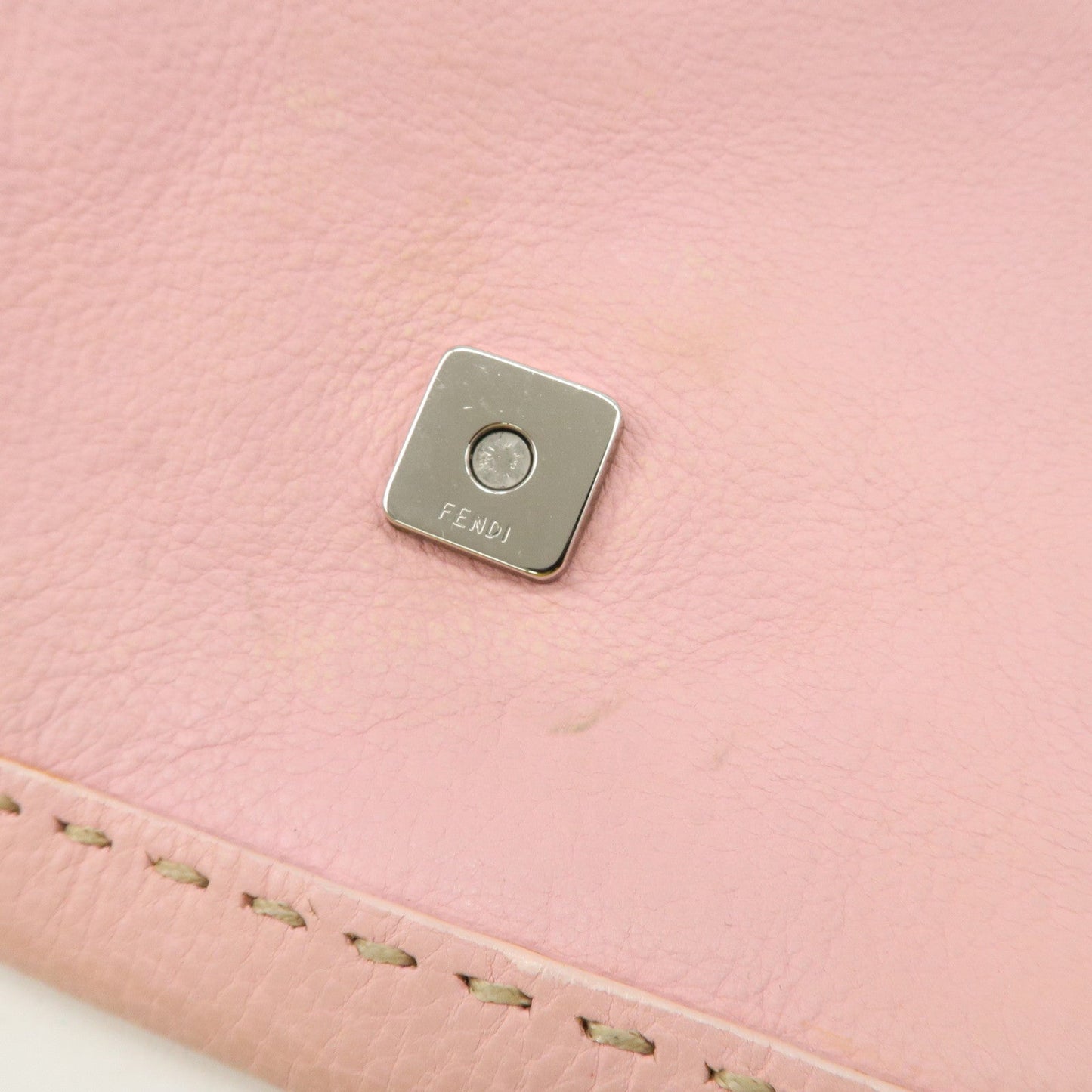 FENDI Selleria Mamma Baguette Leather Shoulder Bag Pink 8BR101  d