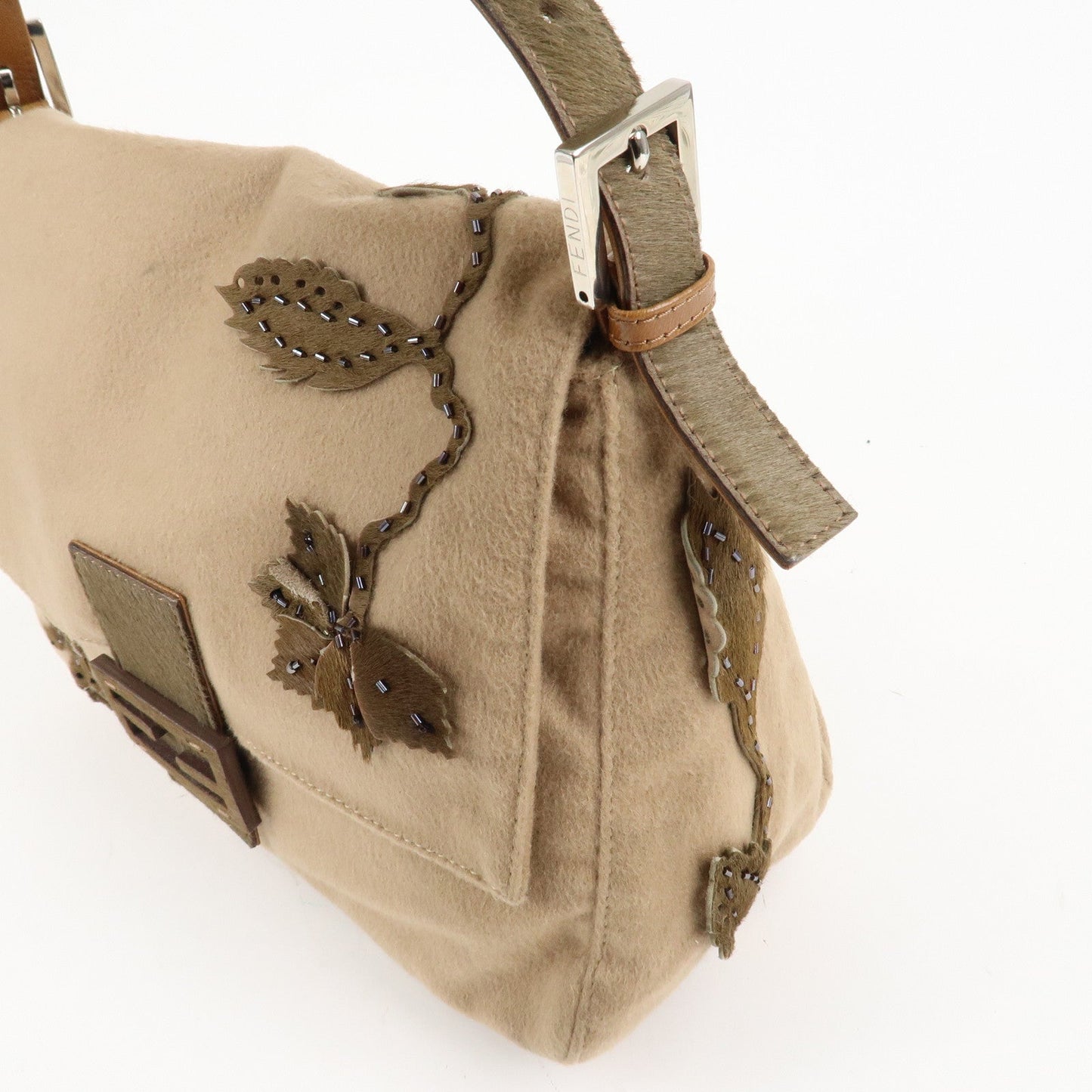 FENDI Mamma Baguette Wool Unborn Calf Shoulder Bag 26325  d