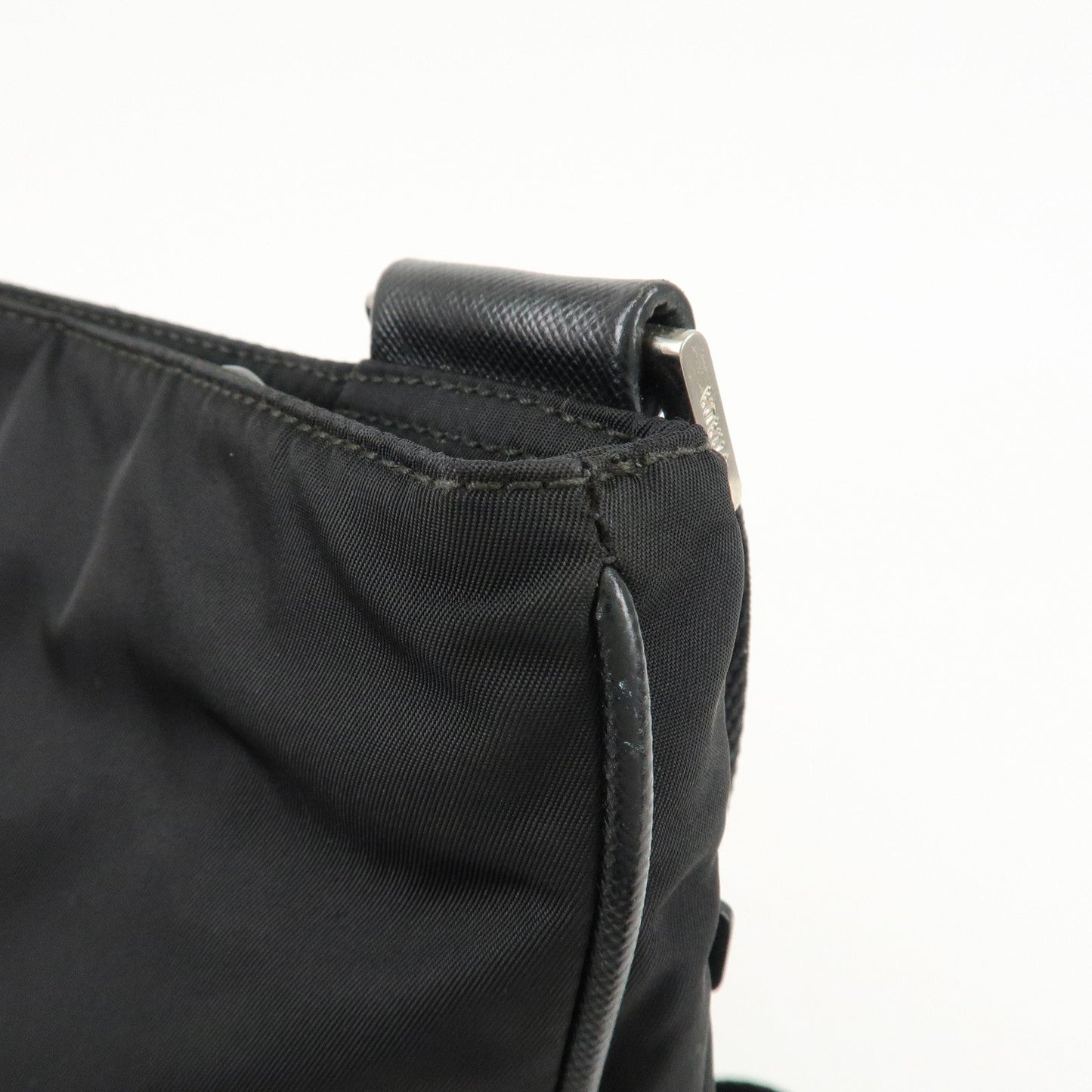 PRADA Logo Nylon Leather Shoulder Bag Crossbody Bag Black  d