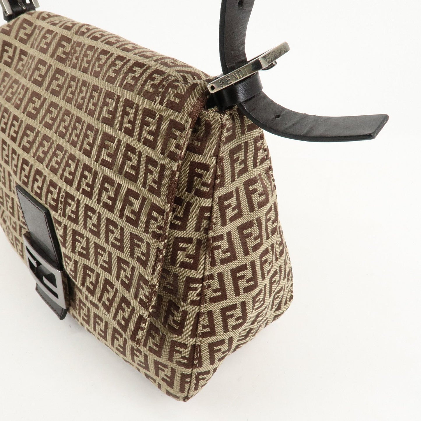 FENDI Zucchino Canvas Leather Mamma Bucket Shoulder Bag 8BR001  d