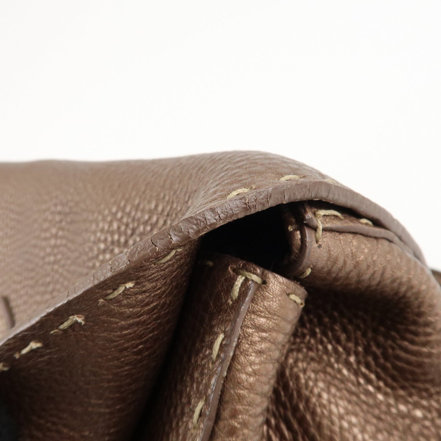 FENDI Selleria Leather Linda Hand Bag Brown 8BR547  d