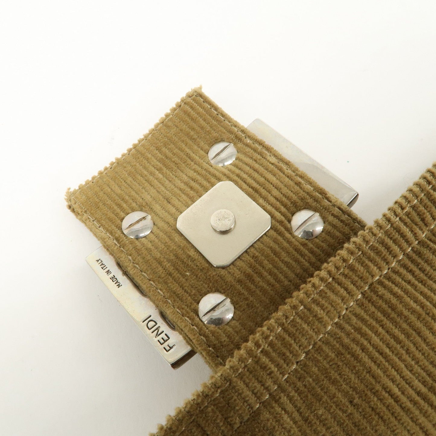 FENDI Mamma Baguette Corduroy Shoulder Bag Khaki 26325  d
