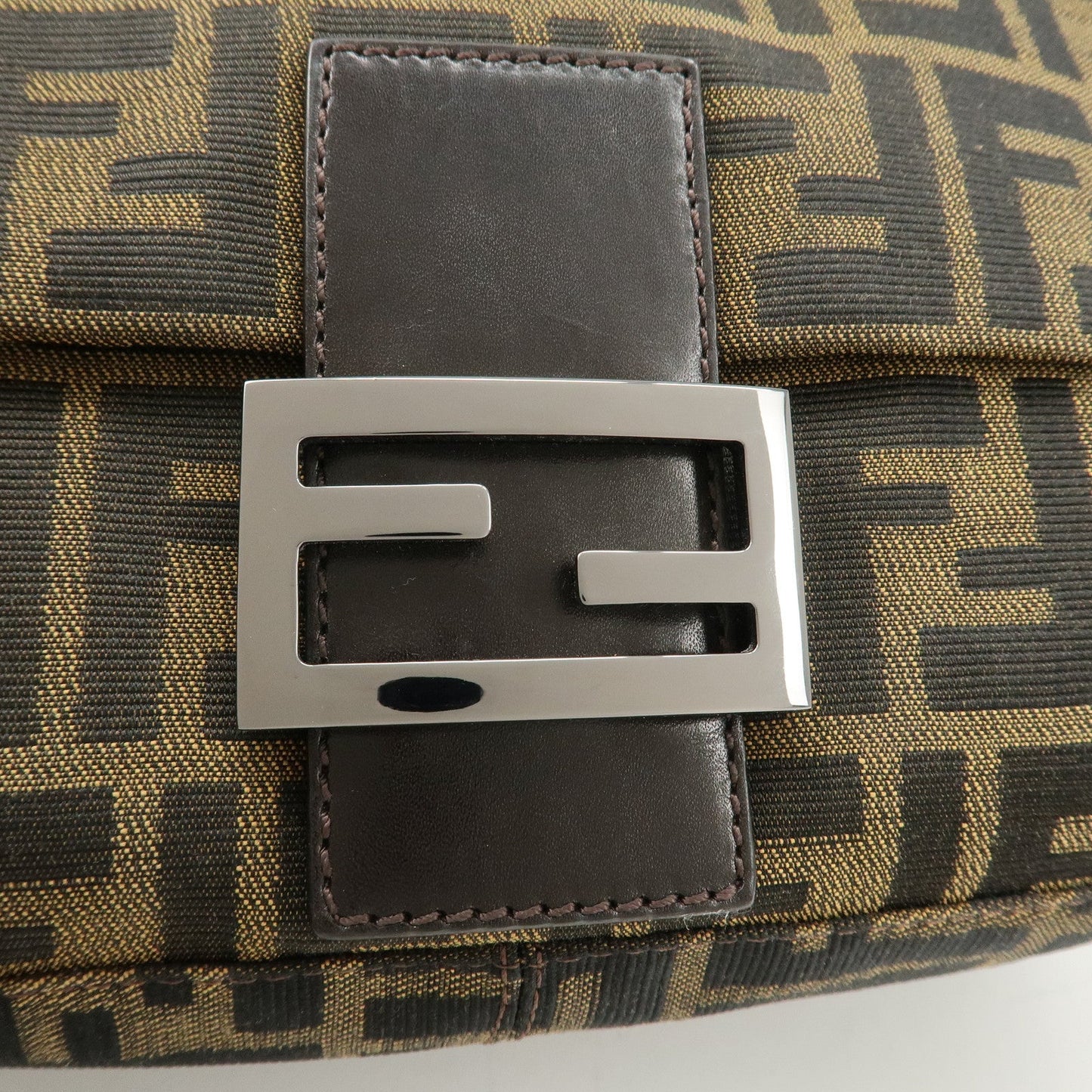 FENDI Mamma Baguette Zucca Canvas Leather Shoulder Bag 8BR001  d