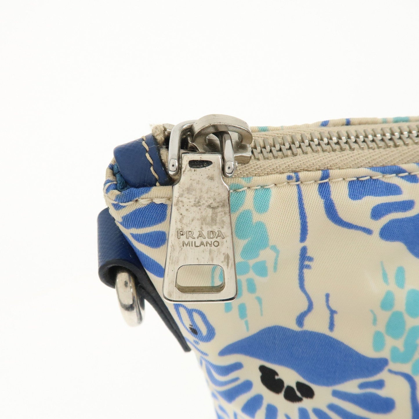 PRADA Nylon Leather 2Way Tote Bag White Blue  d