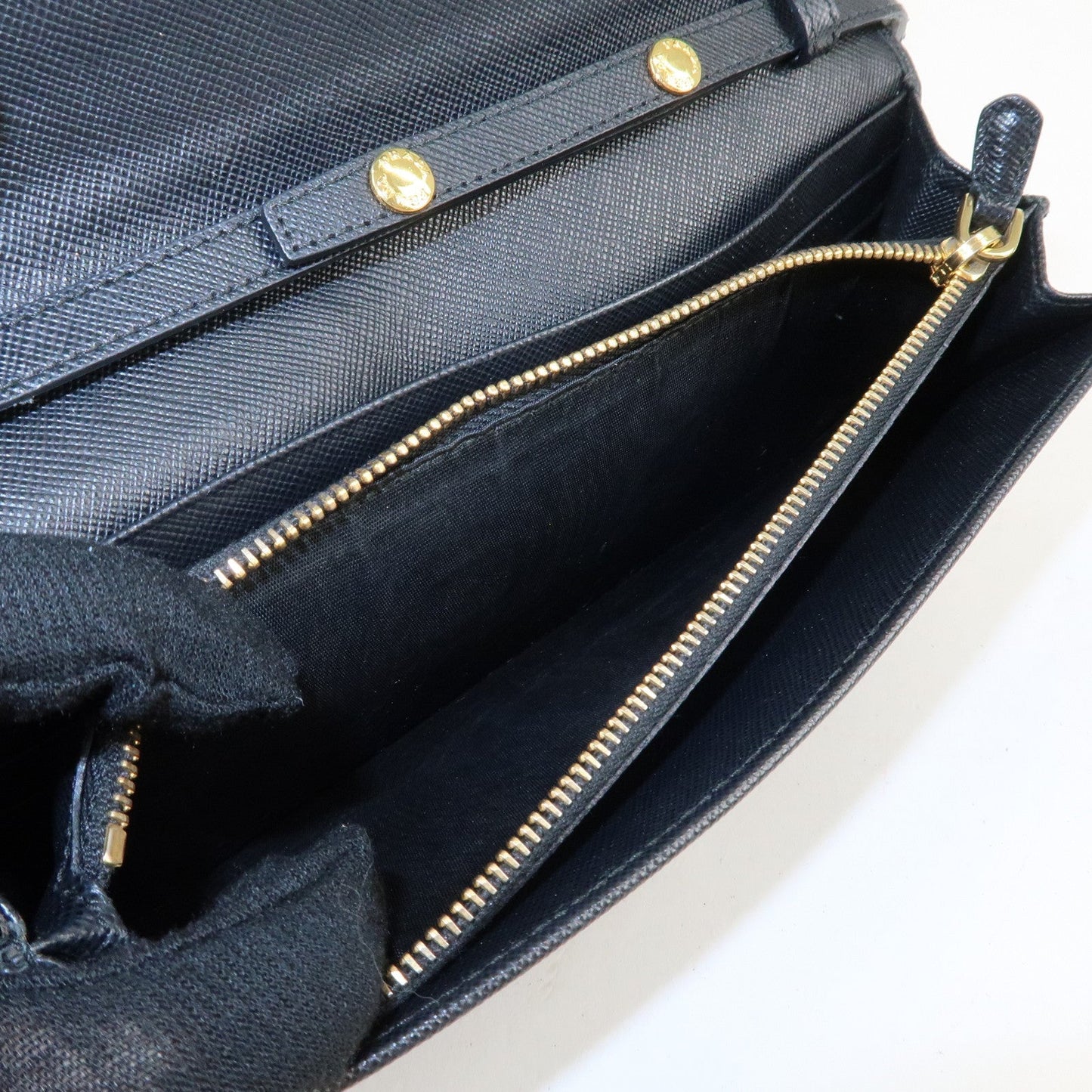 PRADA Saffiano Leather Chain Wallet Purse Black 1MT290  d