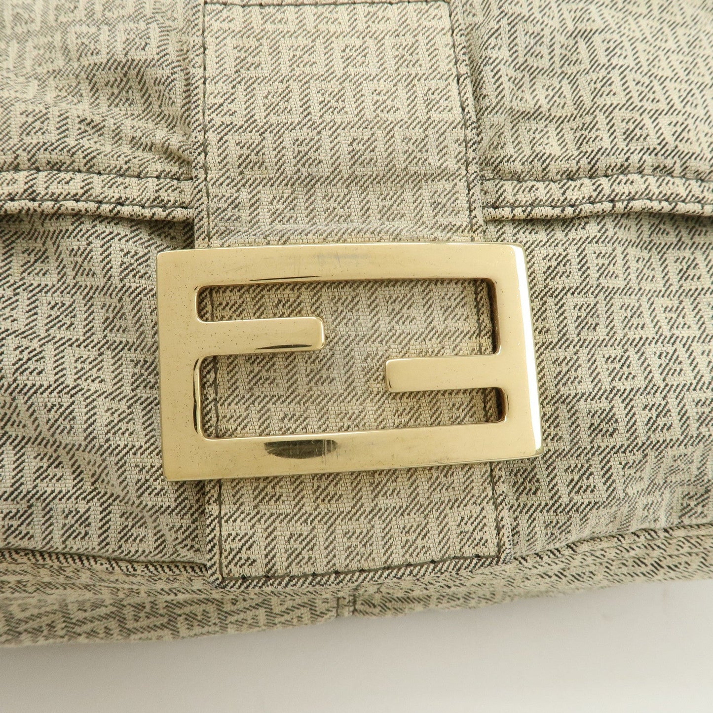 FENDI Mamma Baguette Micro FF Canvas Shoulder Bag Gray 8BR001  d
