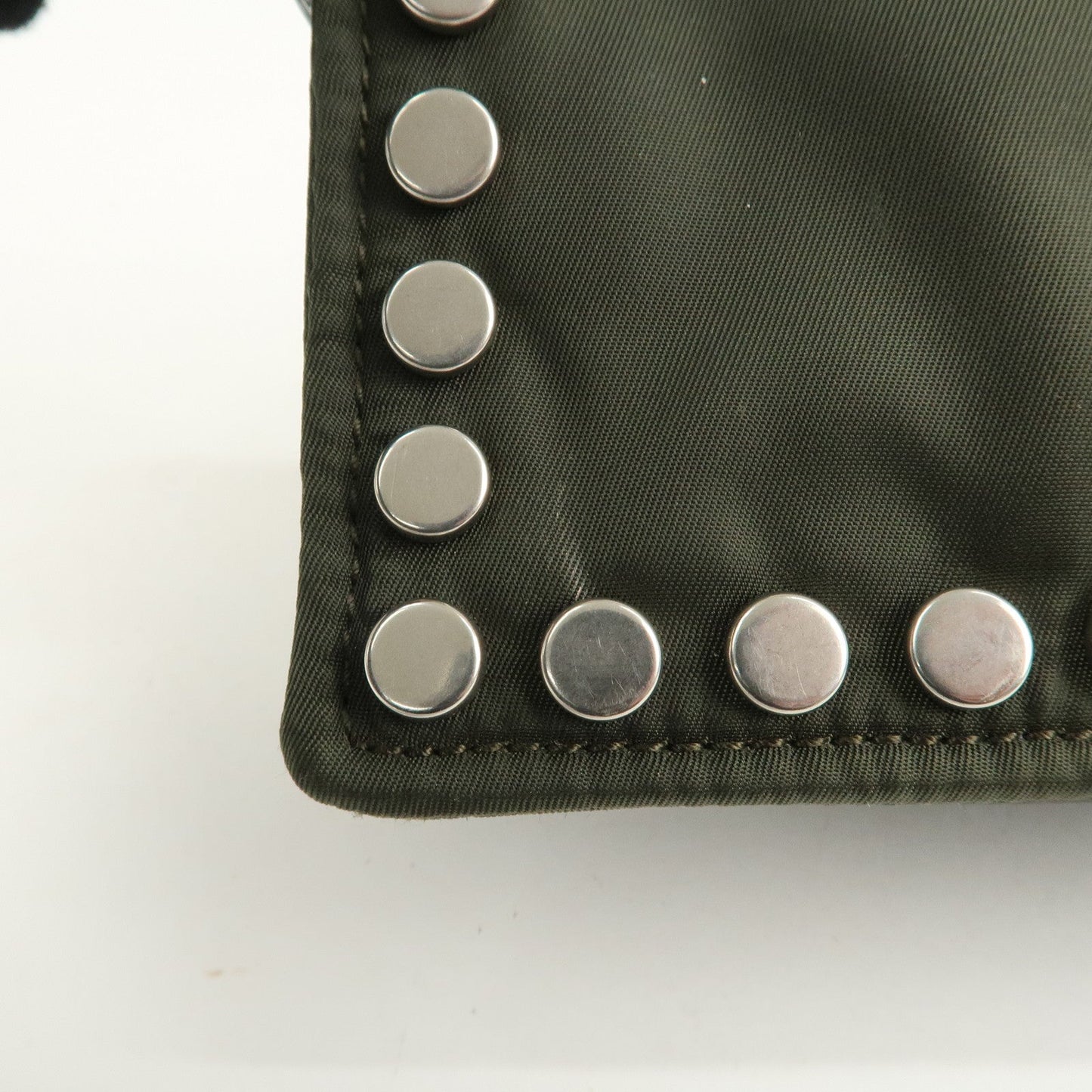 PRADA Tessuto Travel Pouch Studs Military Silver HDW  d