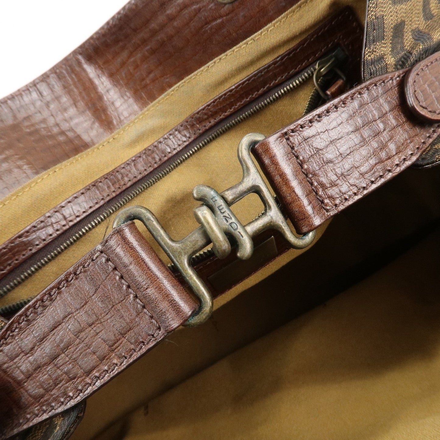 FENDI Ethnico Zucca Canvas Leather Shoulder Bag Brown 8BN162  d