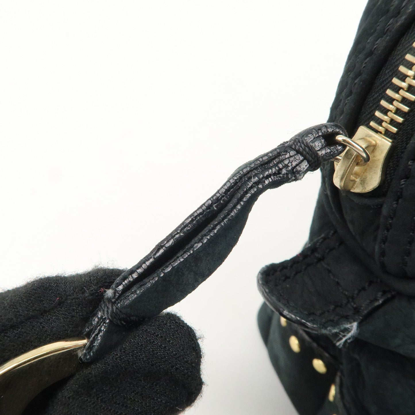 FENDI Suede Studs Mini Boston Bag Black 8BL076  d