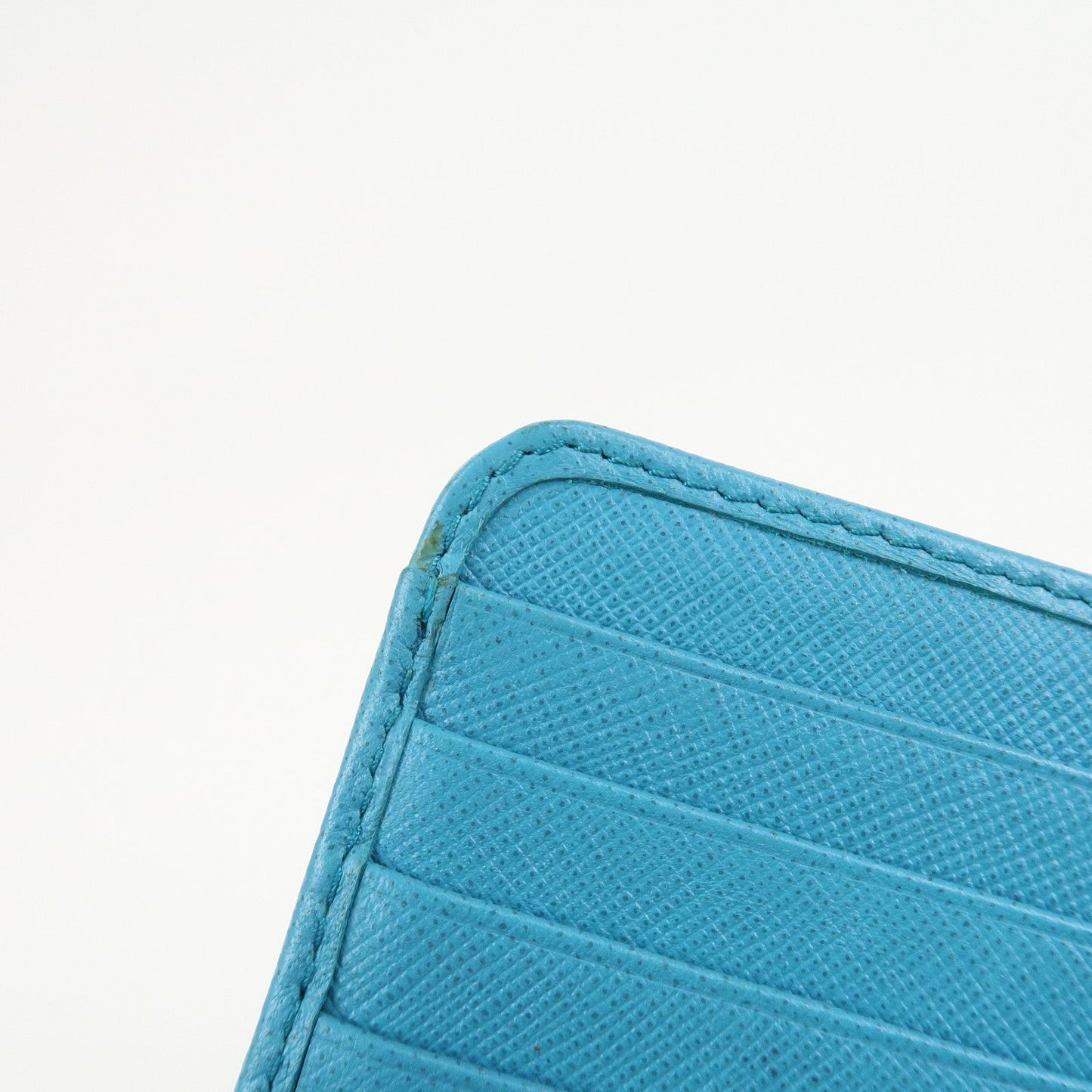 PRADA Logo Leather Bi-Fold Wallet Purse Light Blue 1ML225  d