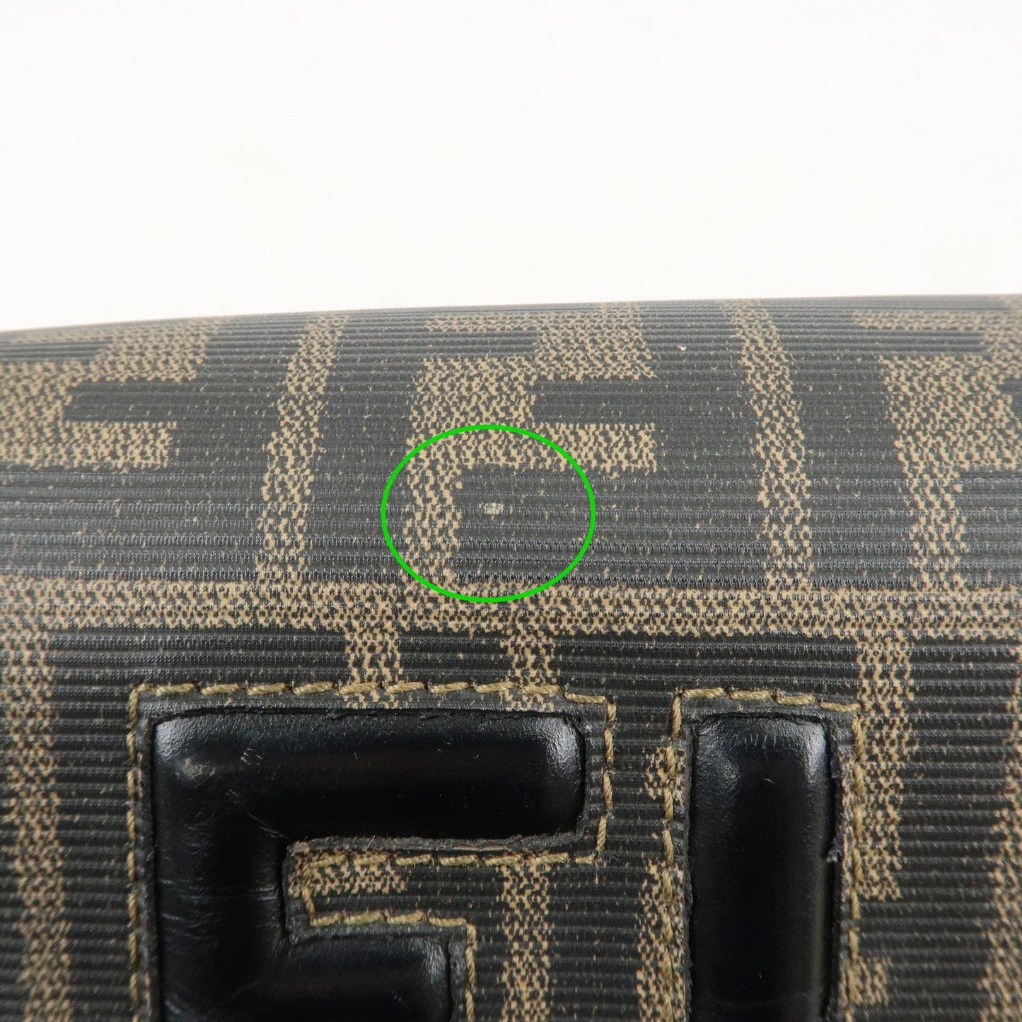 FENDI Zucca Logo Print PVC Leather Shoulder Bag Black Brown  d