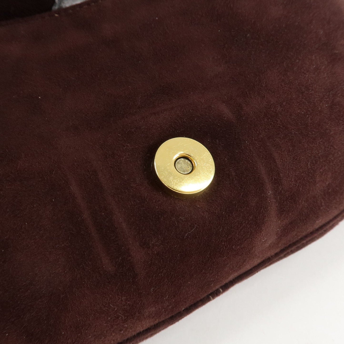 FENDI Suede Leather Shoulder Bag Dark Brown 26424  d