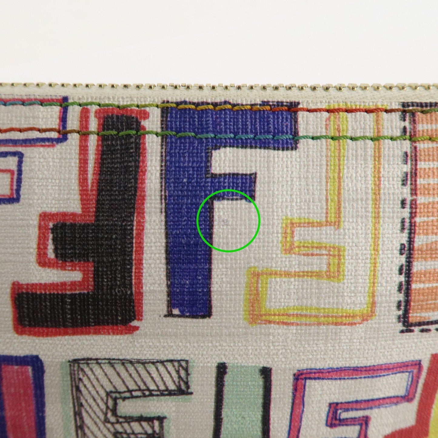 FENDI Zucca PVC Accessory Chain Pouch Multi Color Ivory 8BR592  d