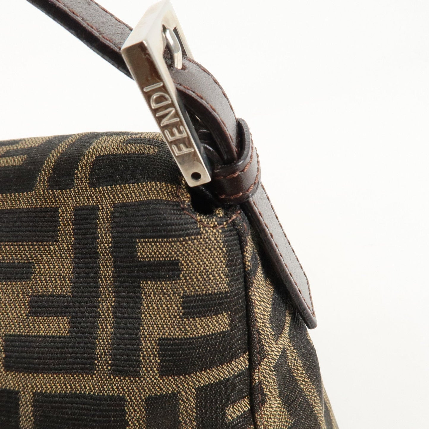 FENDI Mamma Baguette Zucca Canvas Leather Shoulder Bag 26325  d
