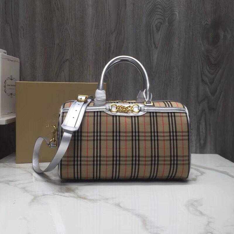 Top Quality Small 1983 Check LiNike Bowling Bag White/Brown For Women, Women’s Bags 9.1in/23cm