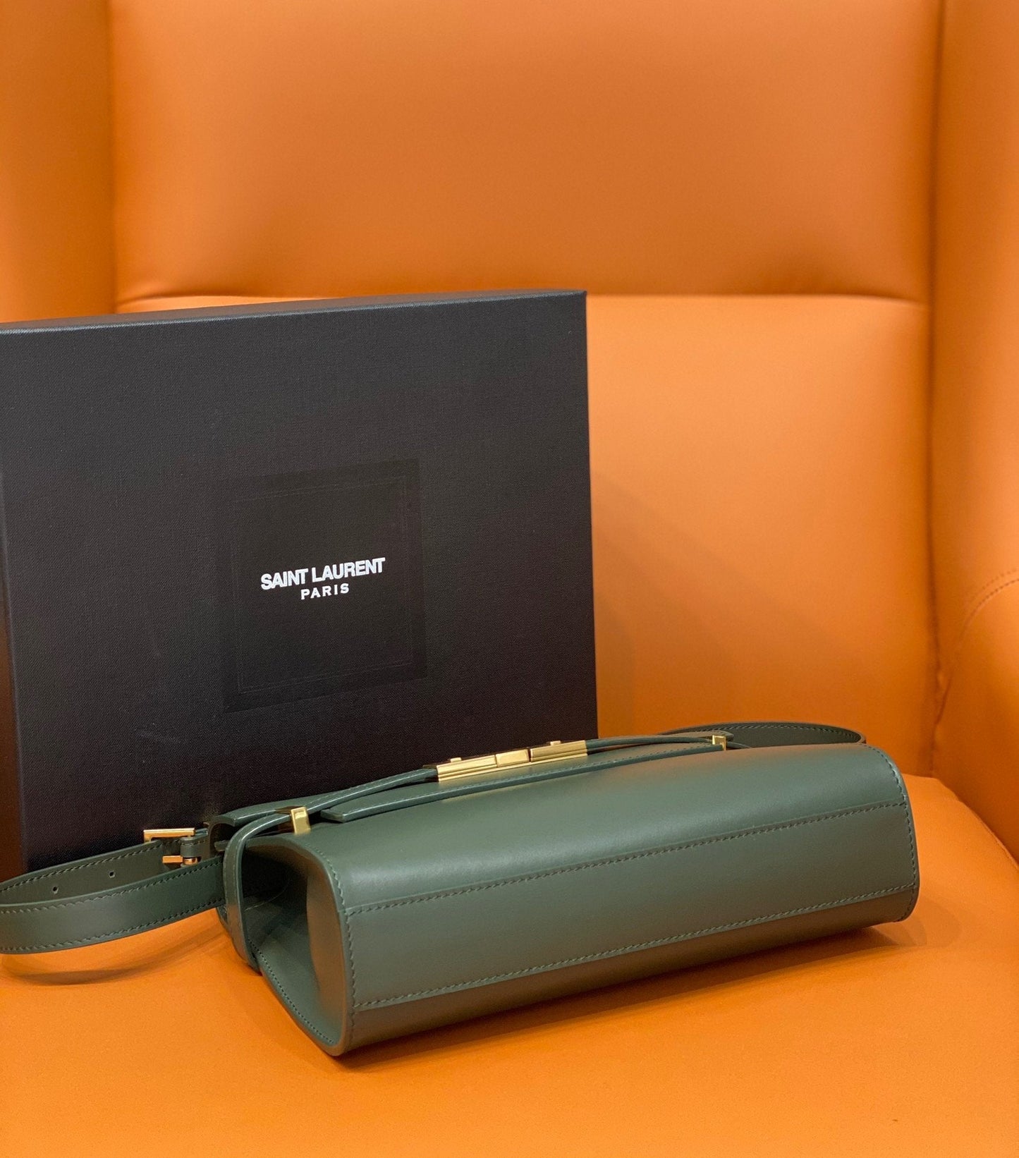 YSSL Manhattan Small Shoulder Bag Dark Green For Women 9in/24cm YSL